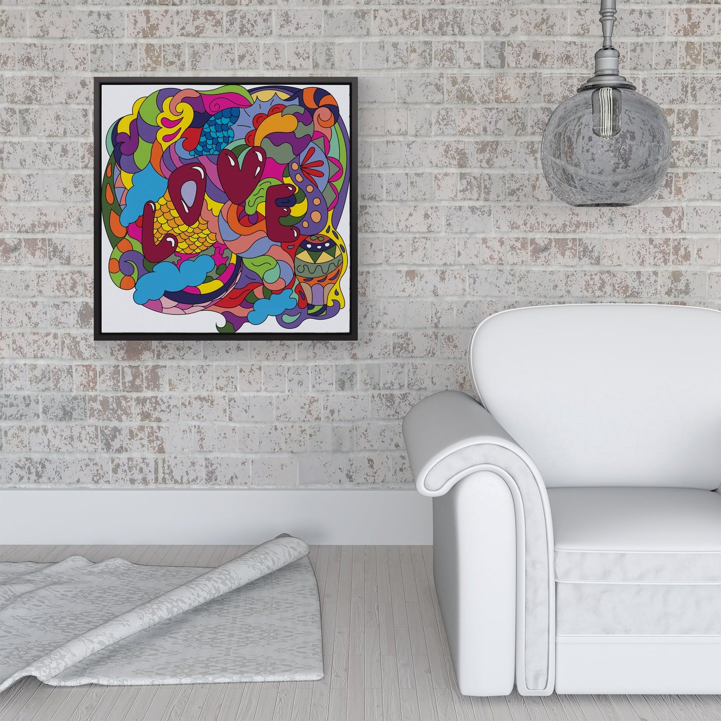 Motley Doodling Love Framed Canvas