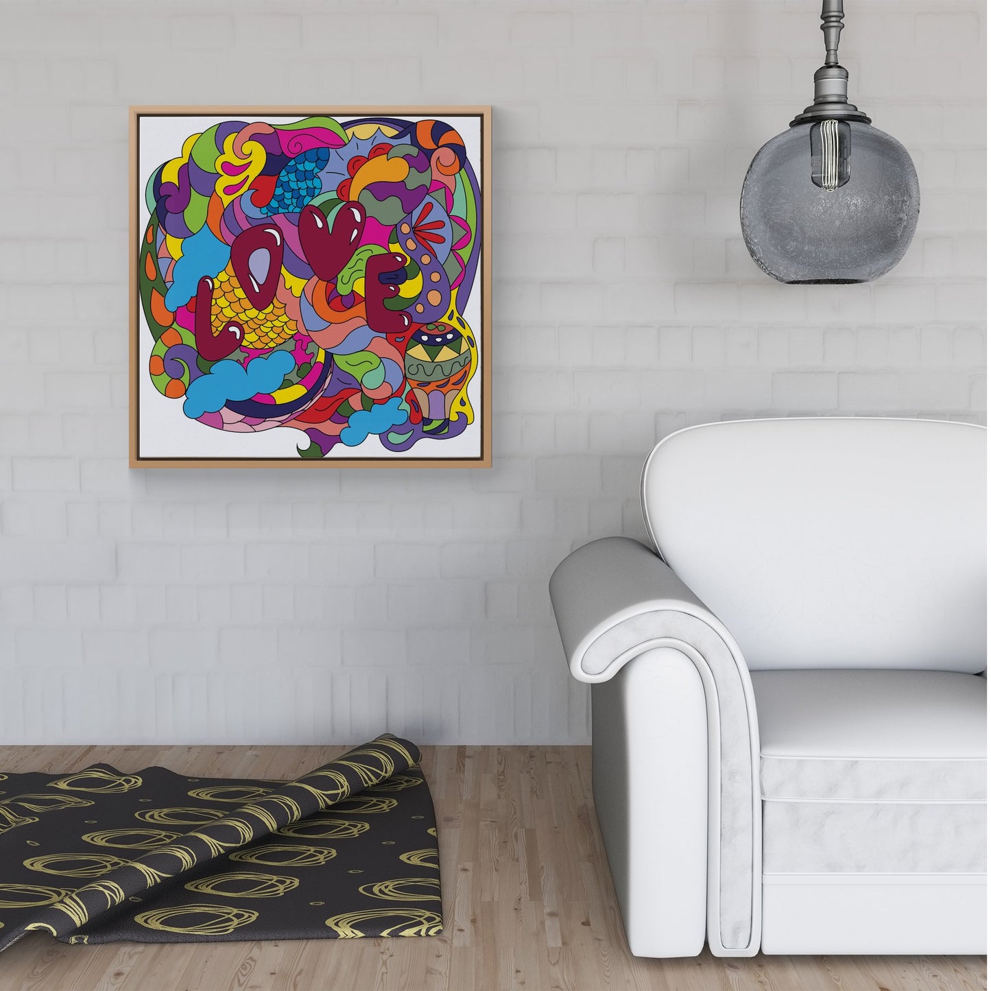 Motley Doodling Love Framed Canvas