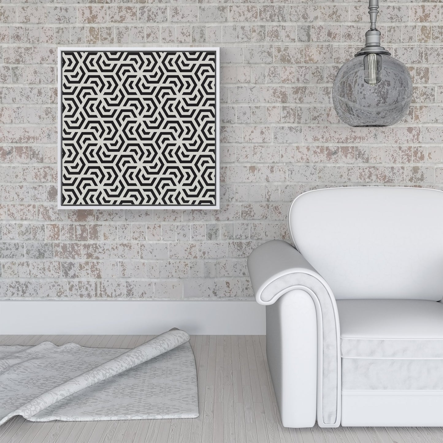 Hexagonal Geometric Pattern Framed Canvas