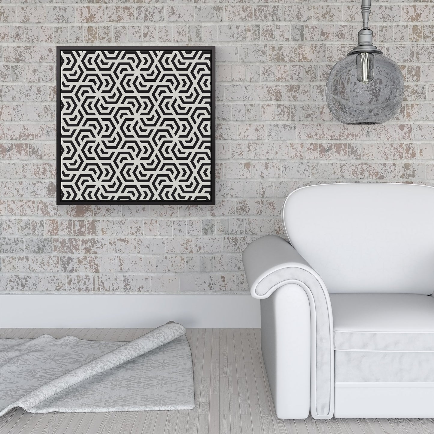 Hexagonal Geometric Pattern Framed Canvas