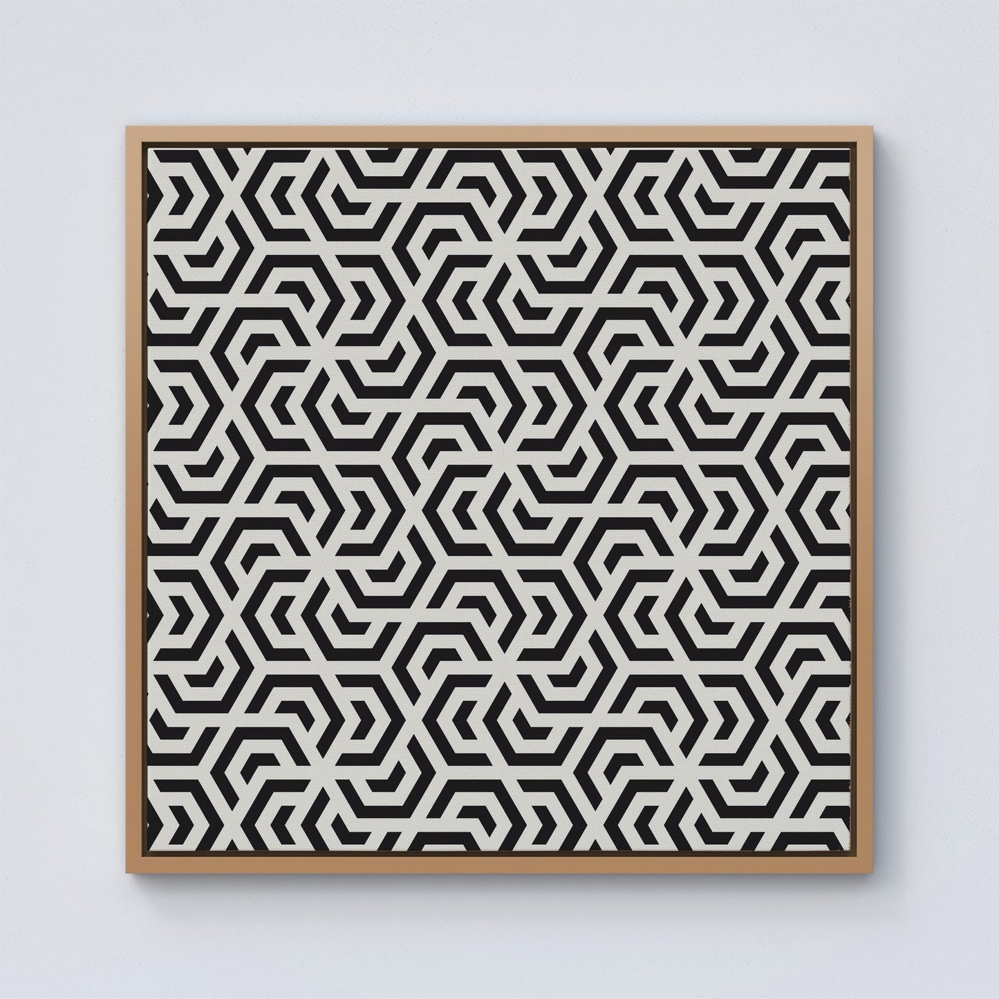 Hexagonal Geometric Pattern Framed Canvas