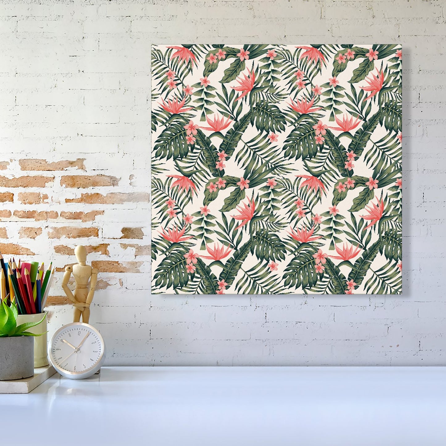 Dark Tropical Green Leaves Canvas