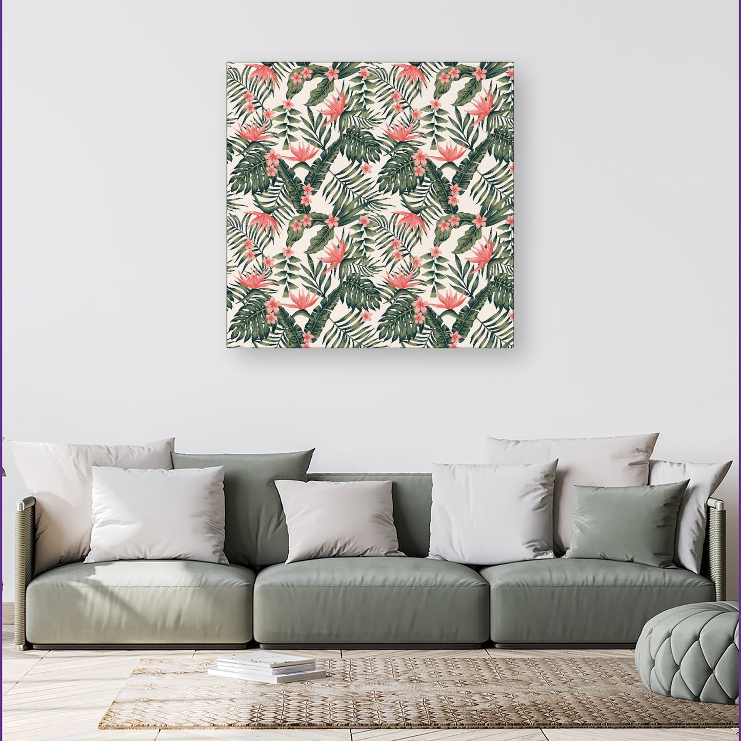 Dark Tropical Green Leaves Canvas