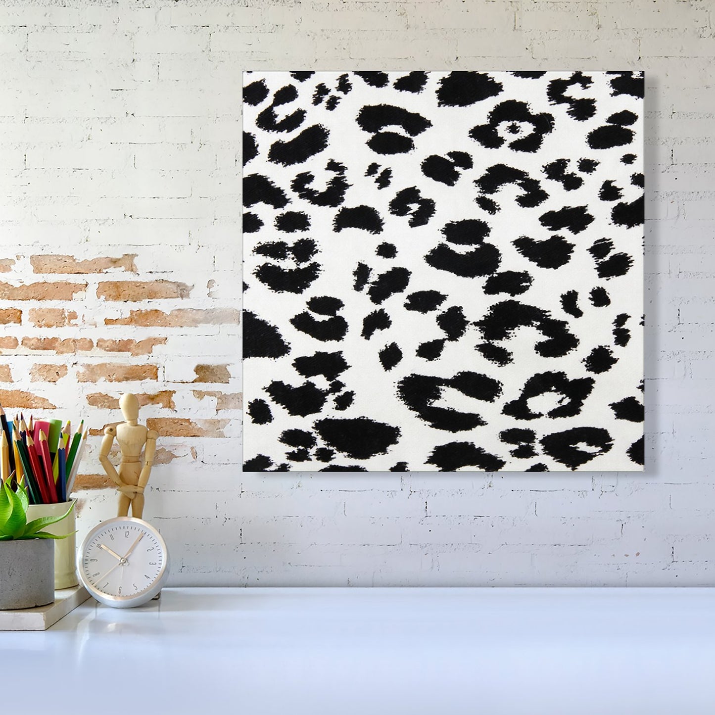 Black Leopard Print Canvas