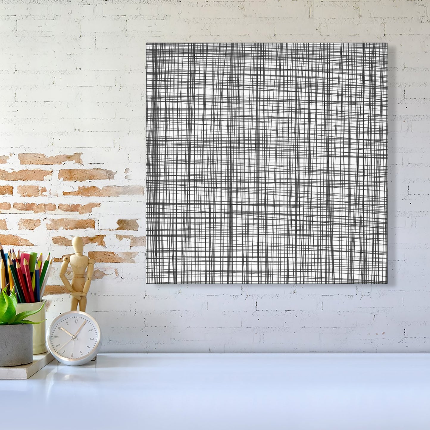 Monochrome Pencil Scribble Canvas