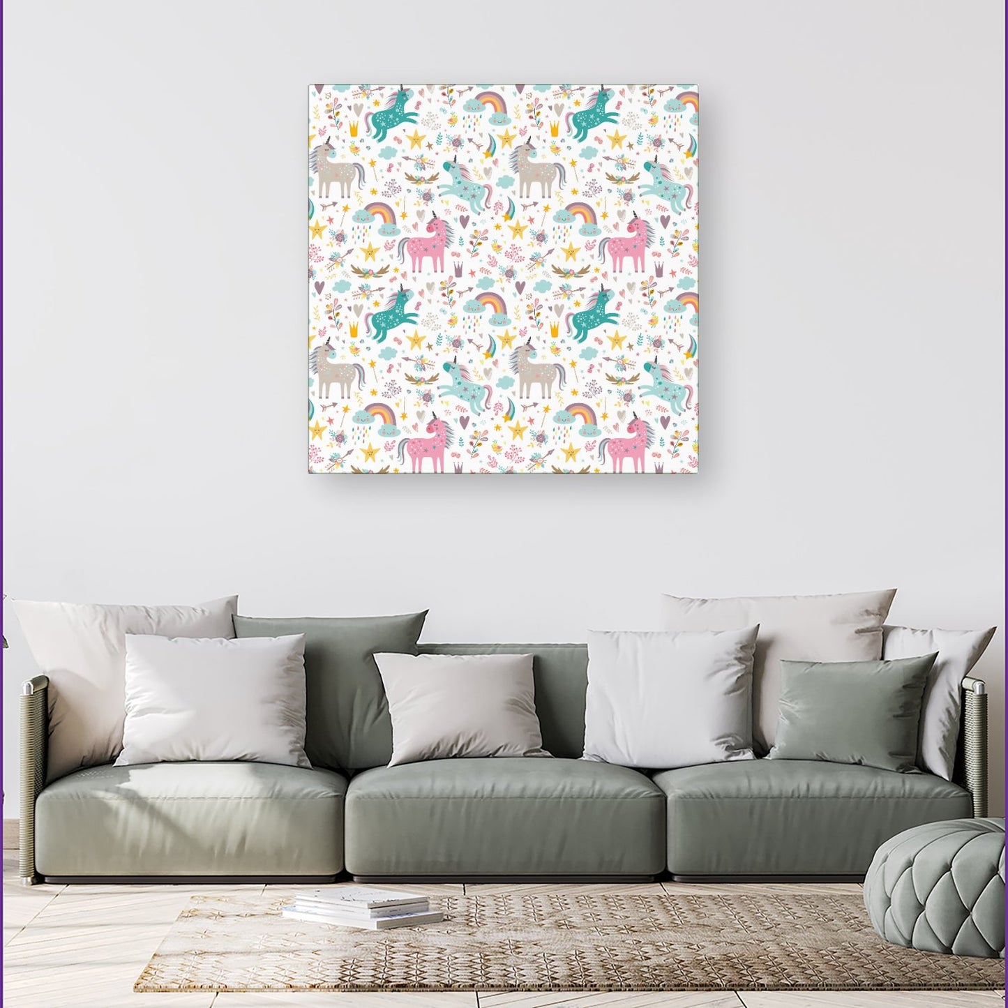 Unicorn And Rainbows Canvas