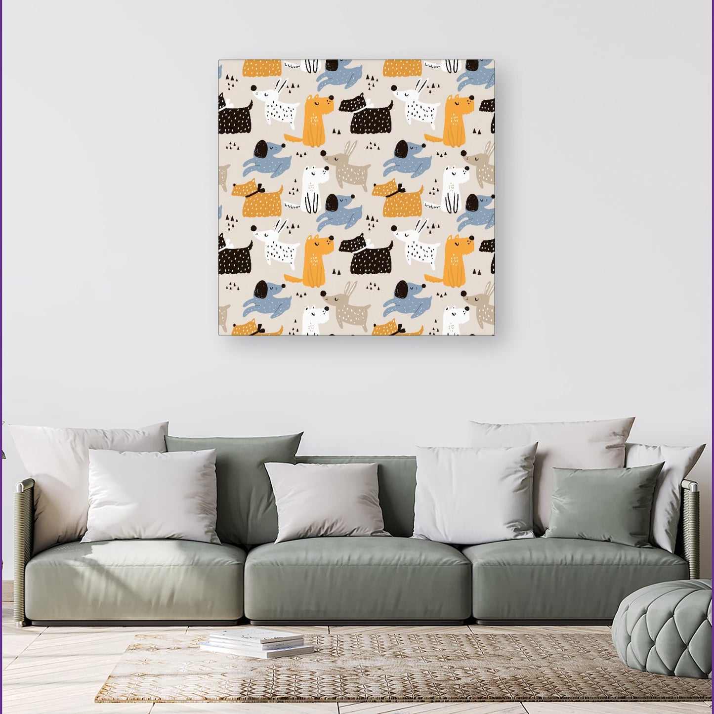 Hand Drawn Dogs Canvas