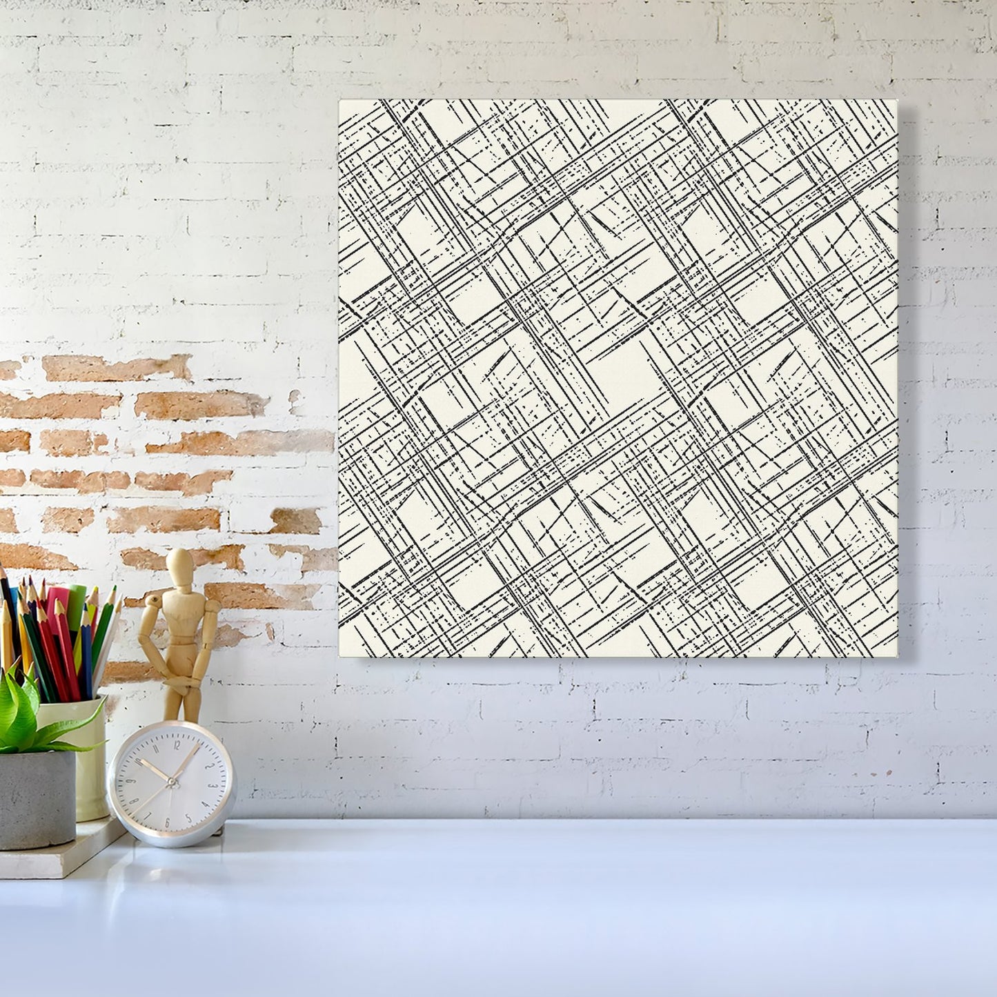 Monochrome Distressted Pattern Canvas