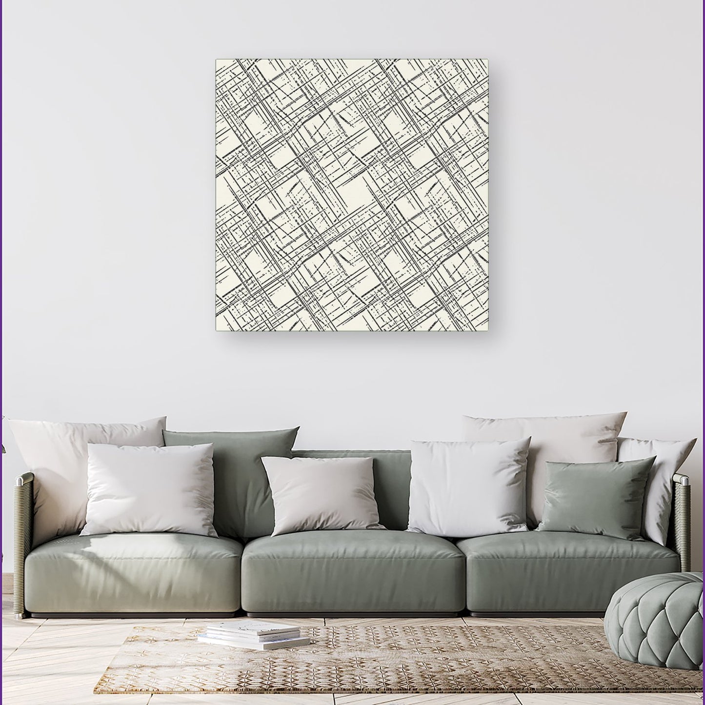 Monochrome Distressted Pattern Canvas