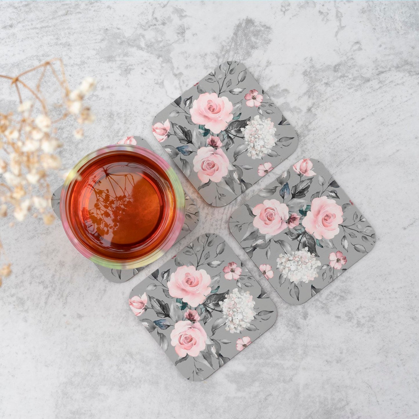 Dusty Pink Roses Coasters