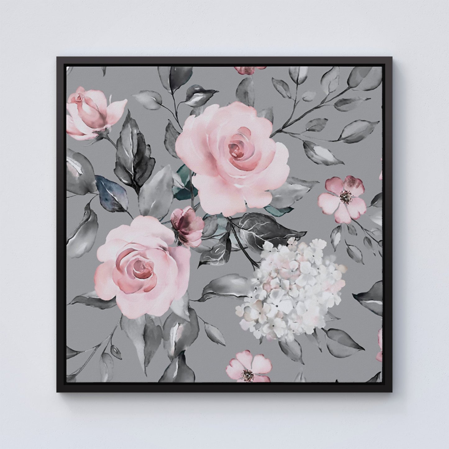 Dusty Pink Roses Framed Canvas