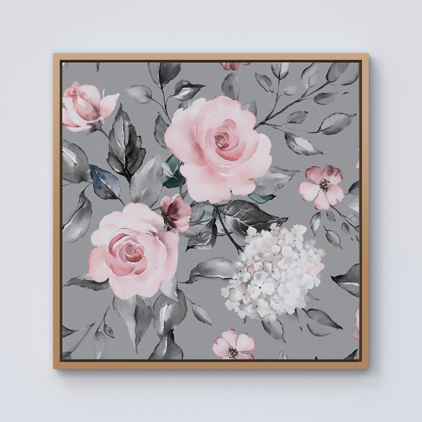 Dusty Pink Roses Framed Canvas
