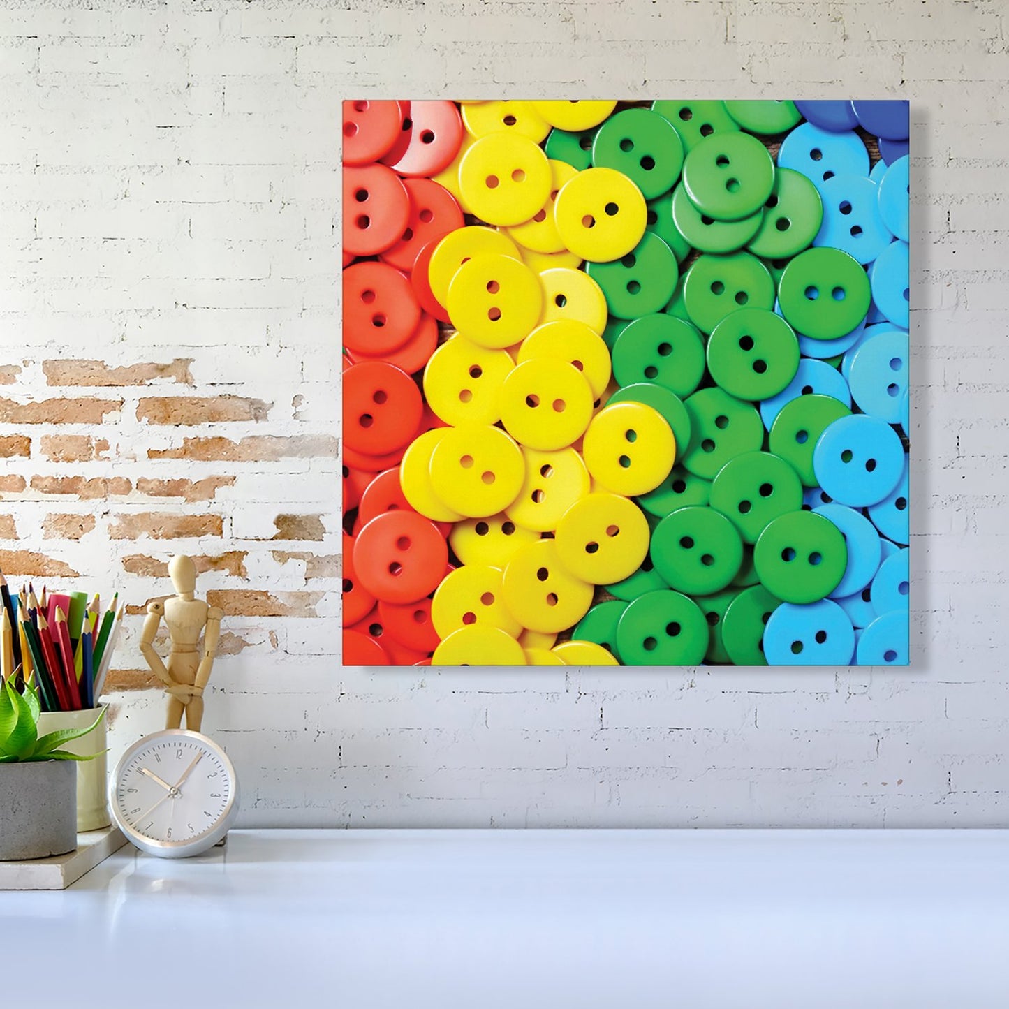 Colourful Buttons Pattern Canvas
