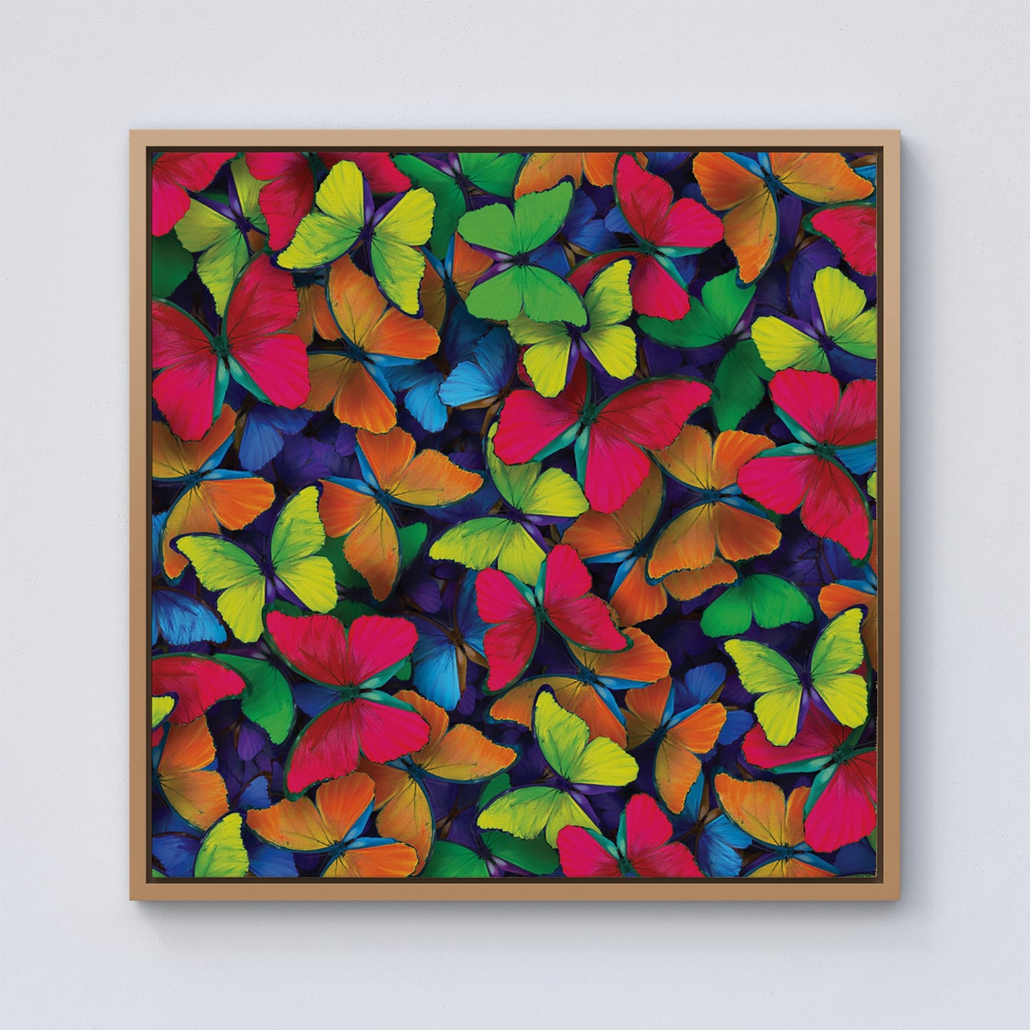 Rainbow Butterflies Framed Canvas