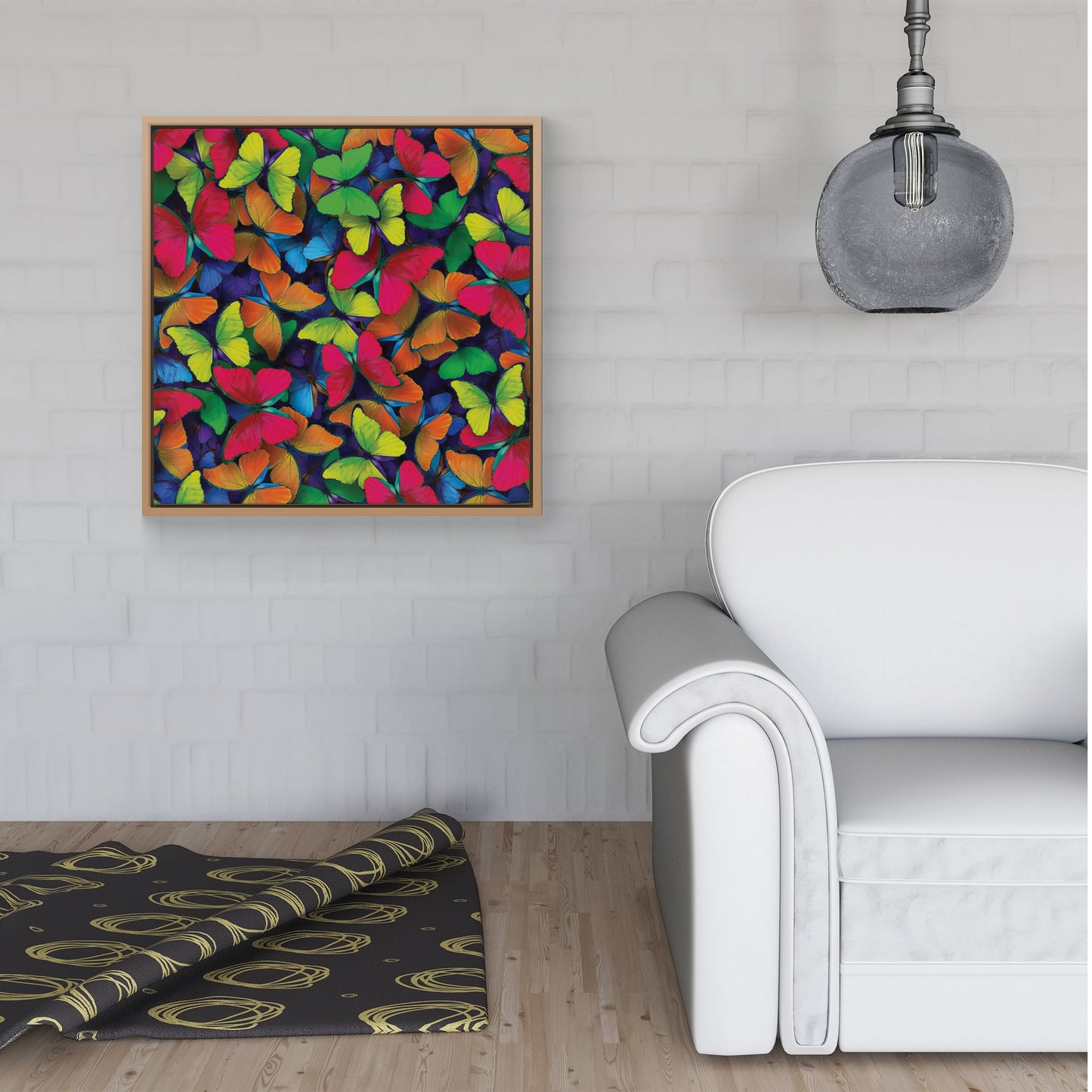 Rainbow Butterflies Framed Canvas