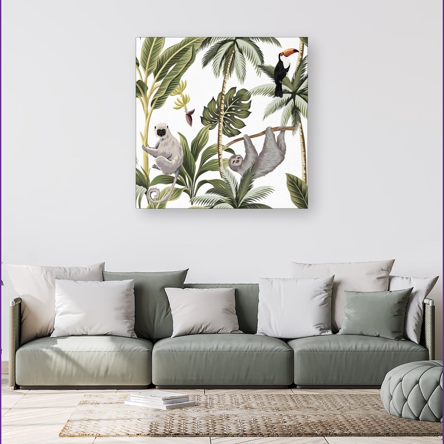 Tropical Sloths Canvas