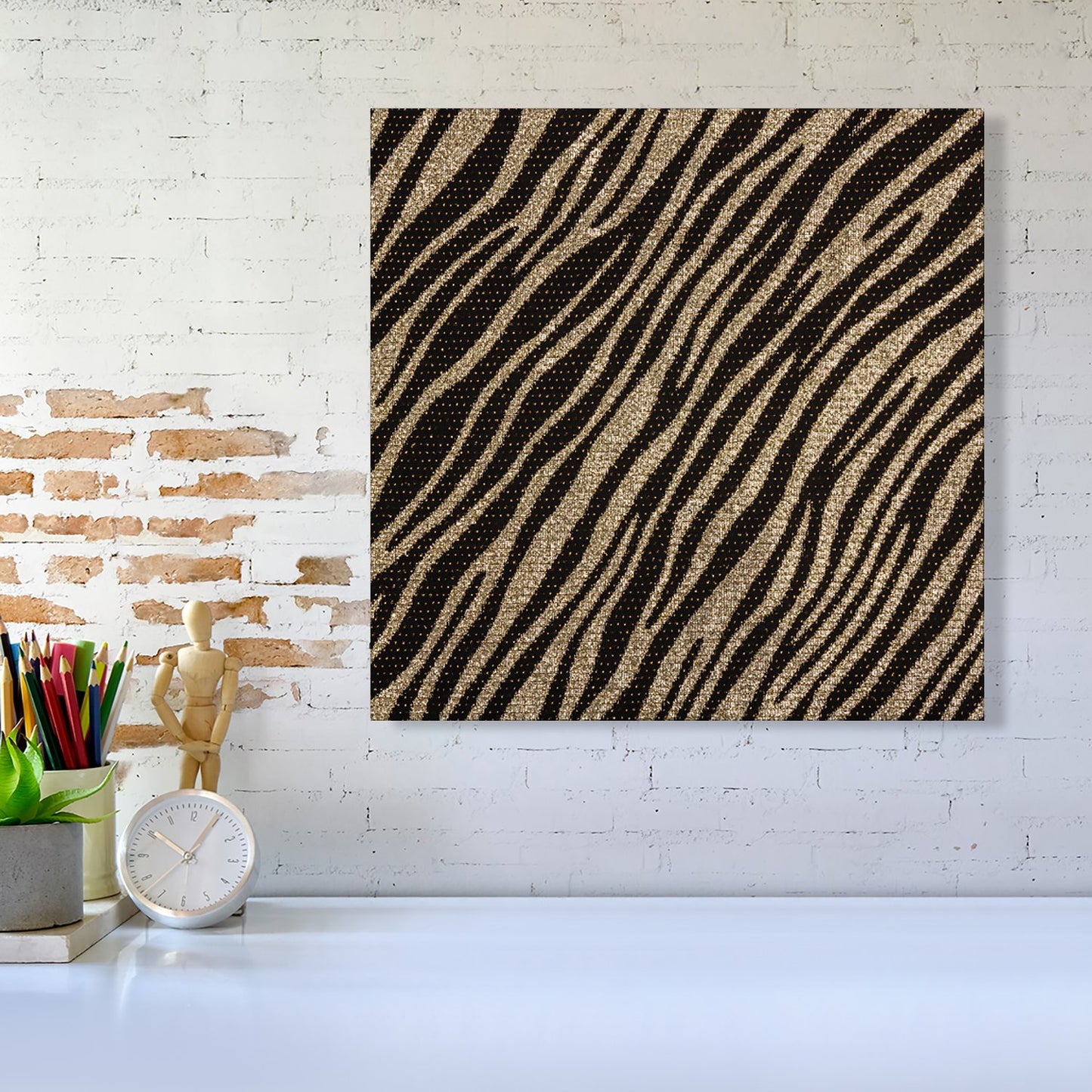 Golden Zebra Print Canvas