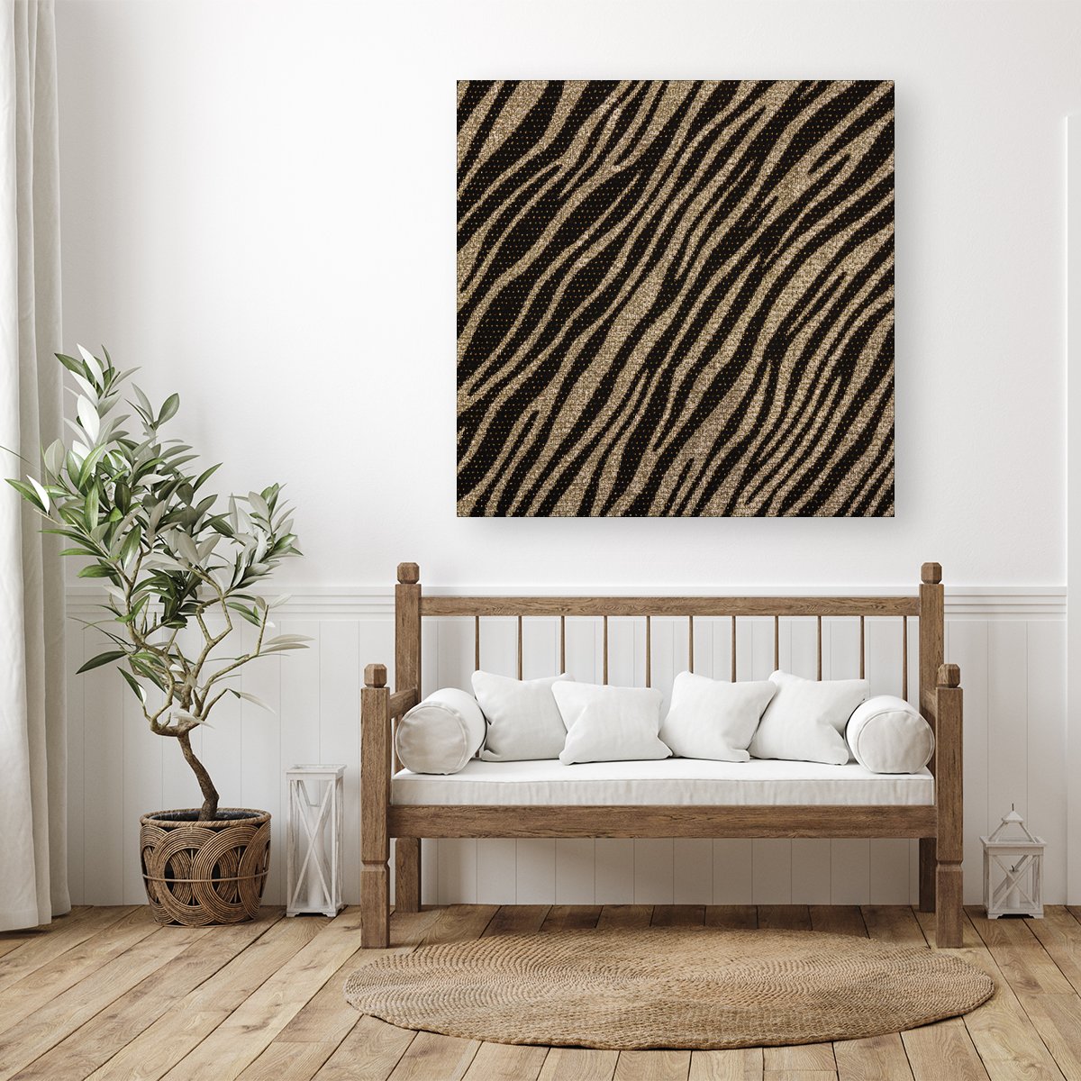 Golden Zebra Print Canvas