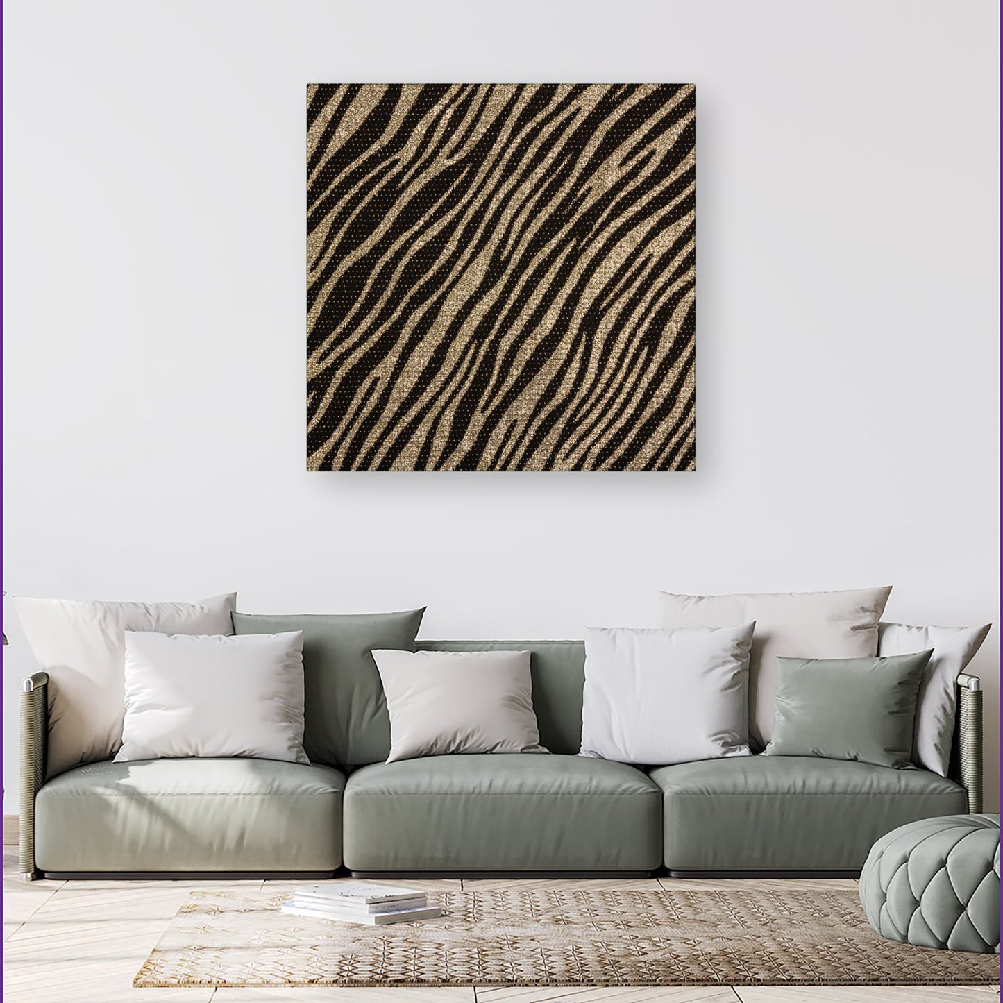 Golden Zebra Print Canvas