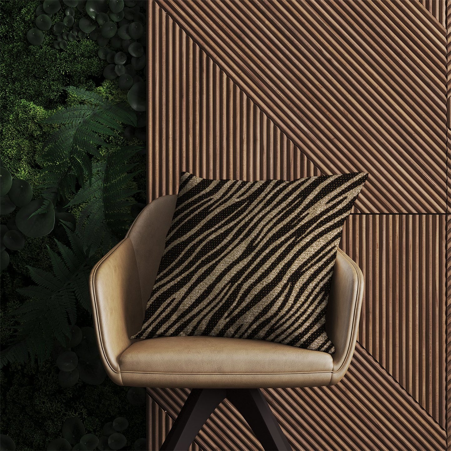 Golden Zebra Print Outdoor Cushion