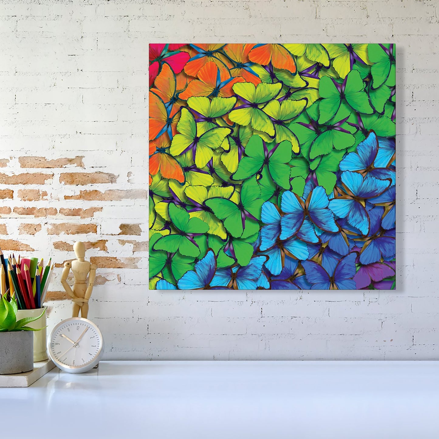 Multicoloured Butterflies Canvas