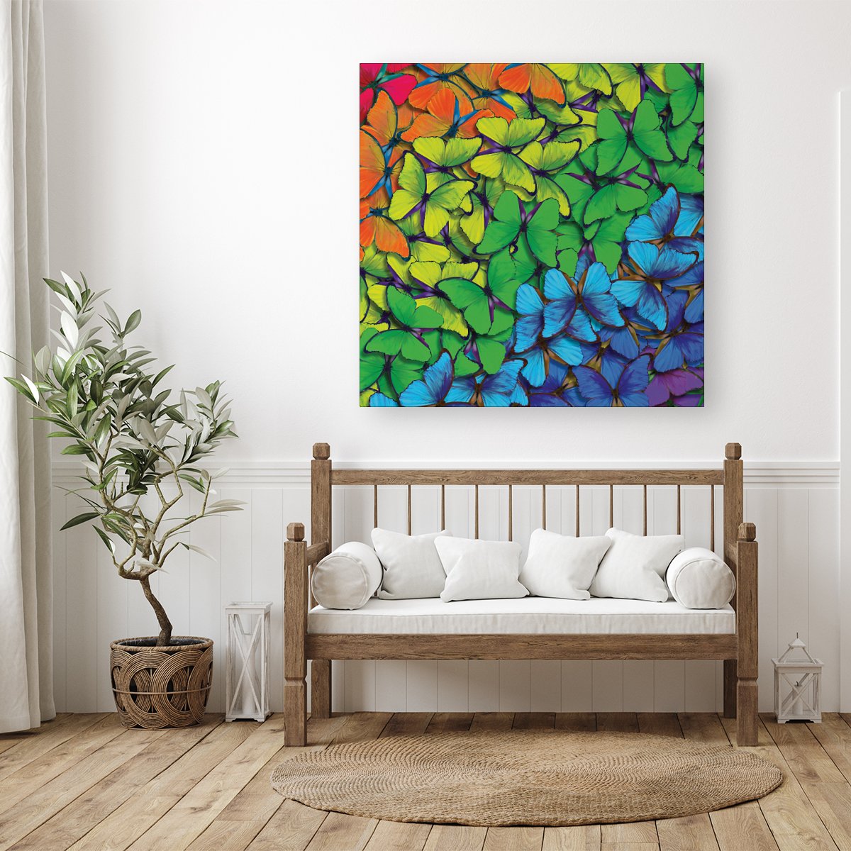 Multicoloured Butterflies Canvas