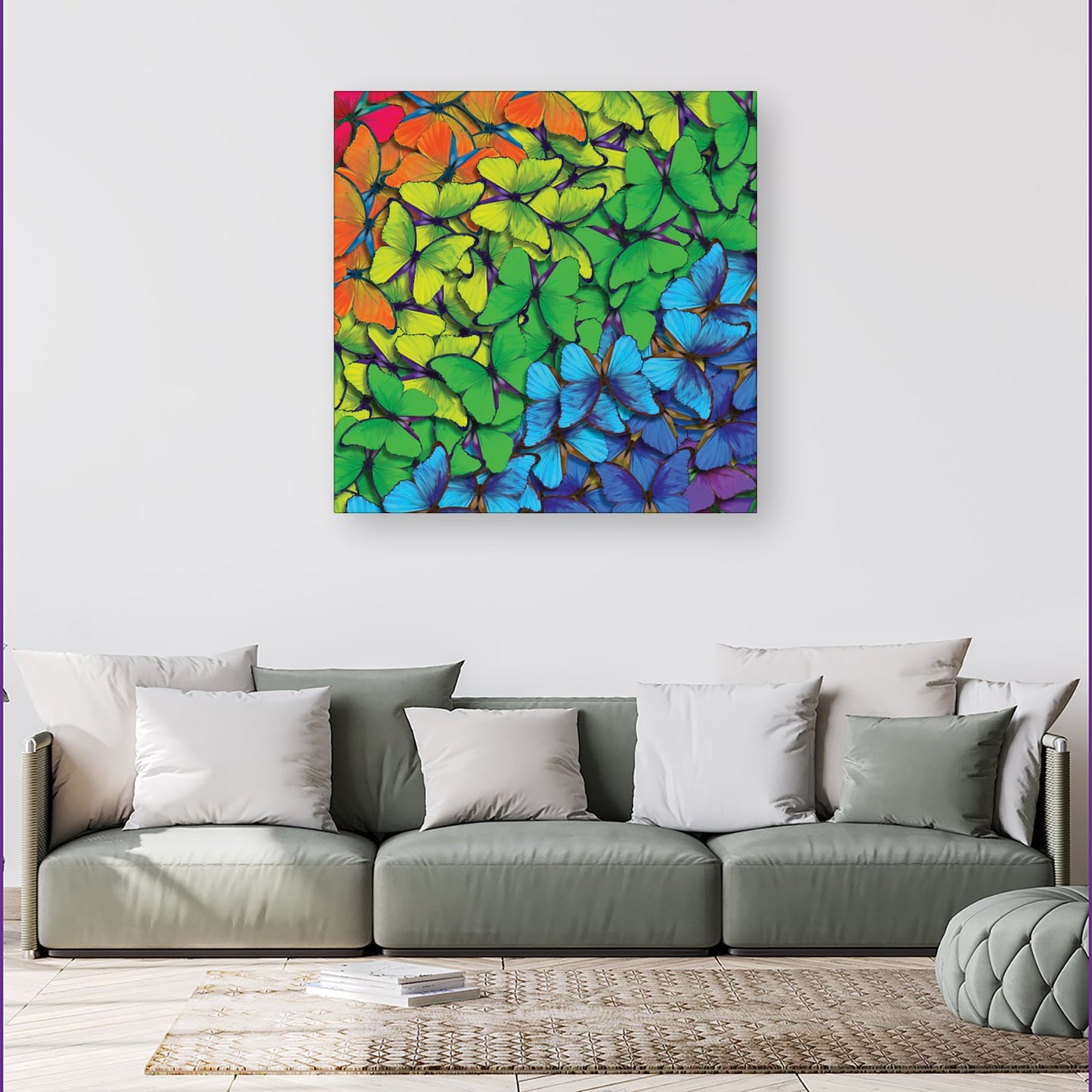 Multicoloured Butterflies Canvas