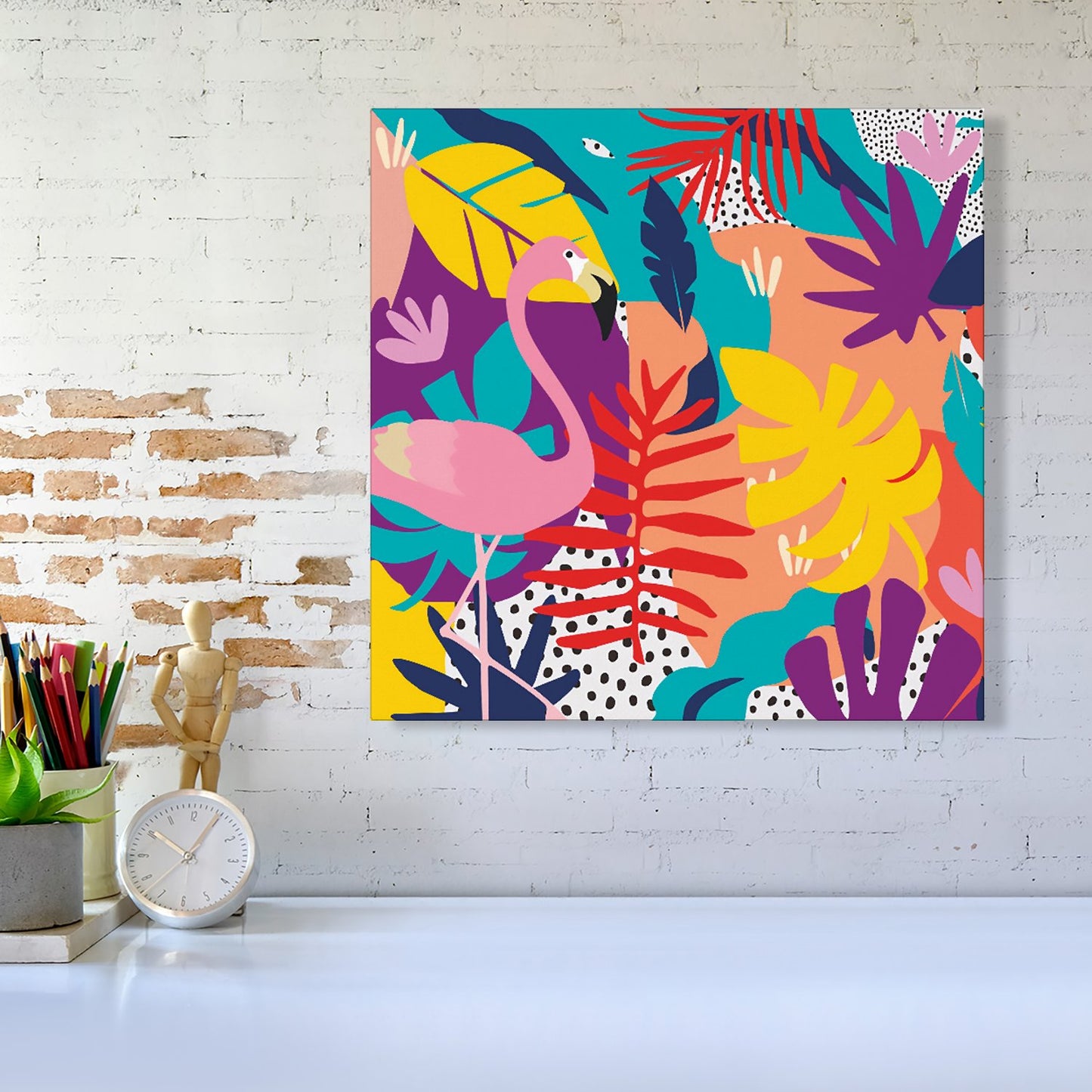 Tropical Flamingoes Canvas