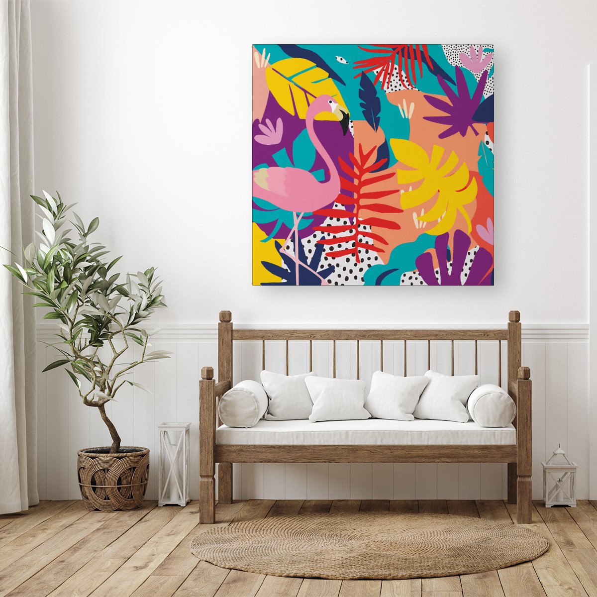 Tropical Flamingoes Canvas