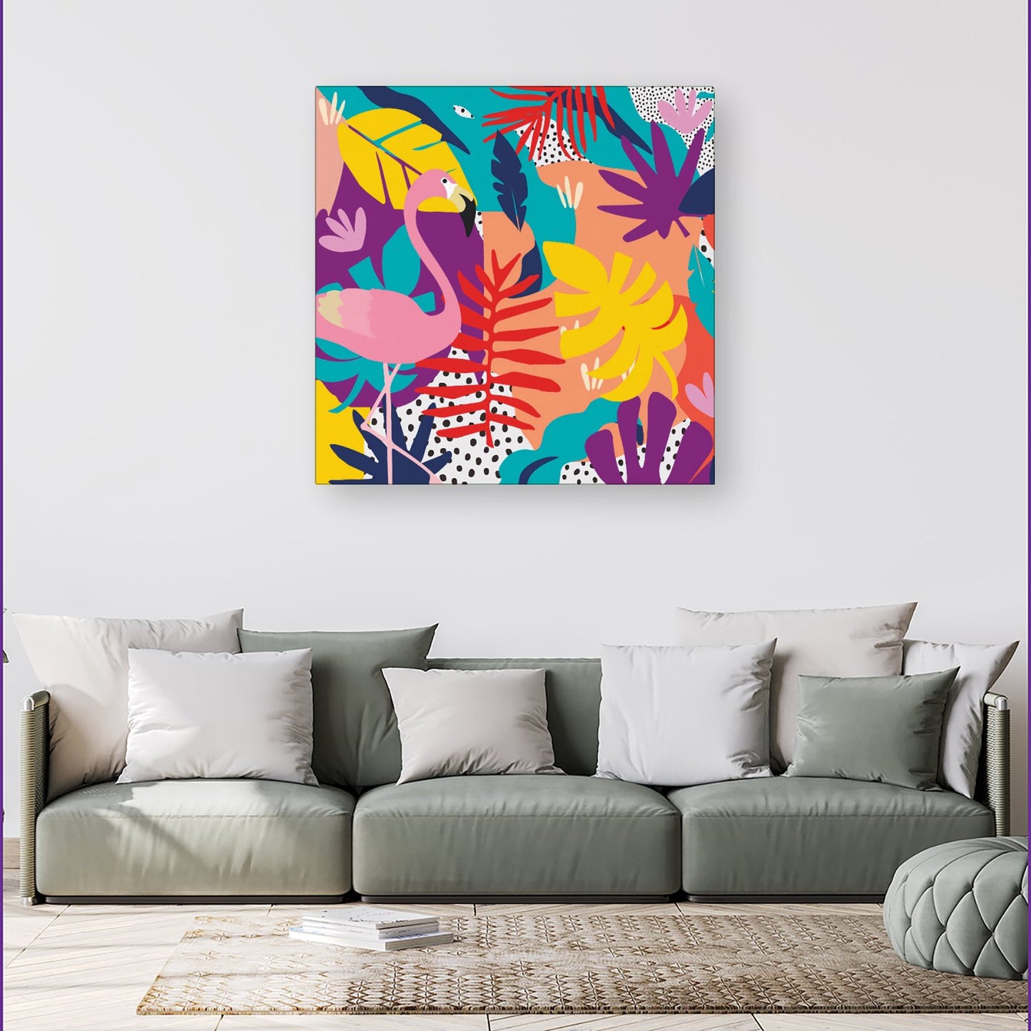 Tropical Flamingoes Canvas