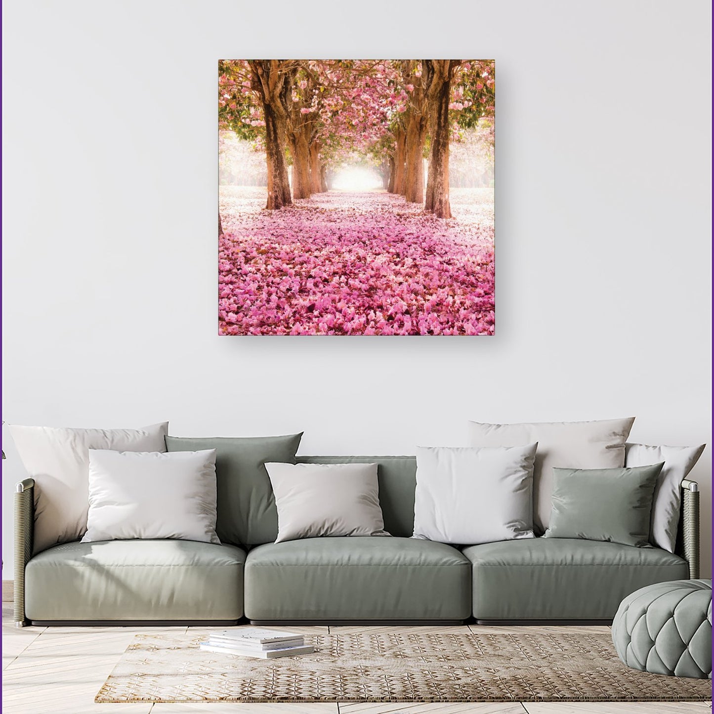 Pink Flower Tree Tunnel Canvas