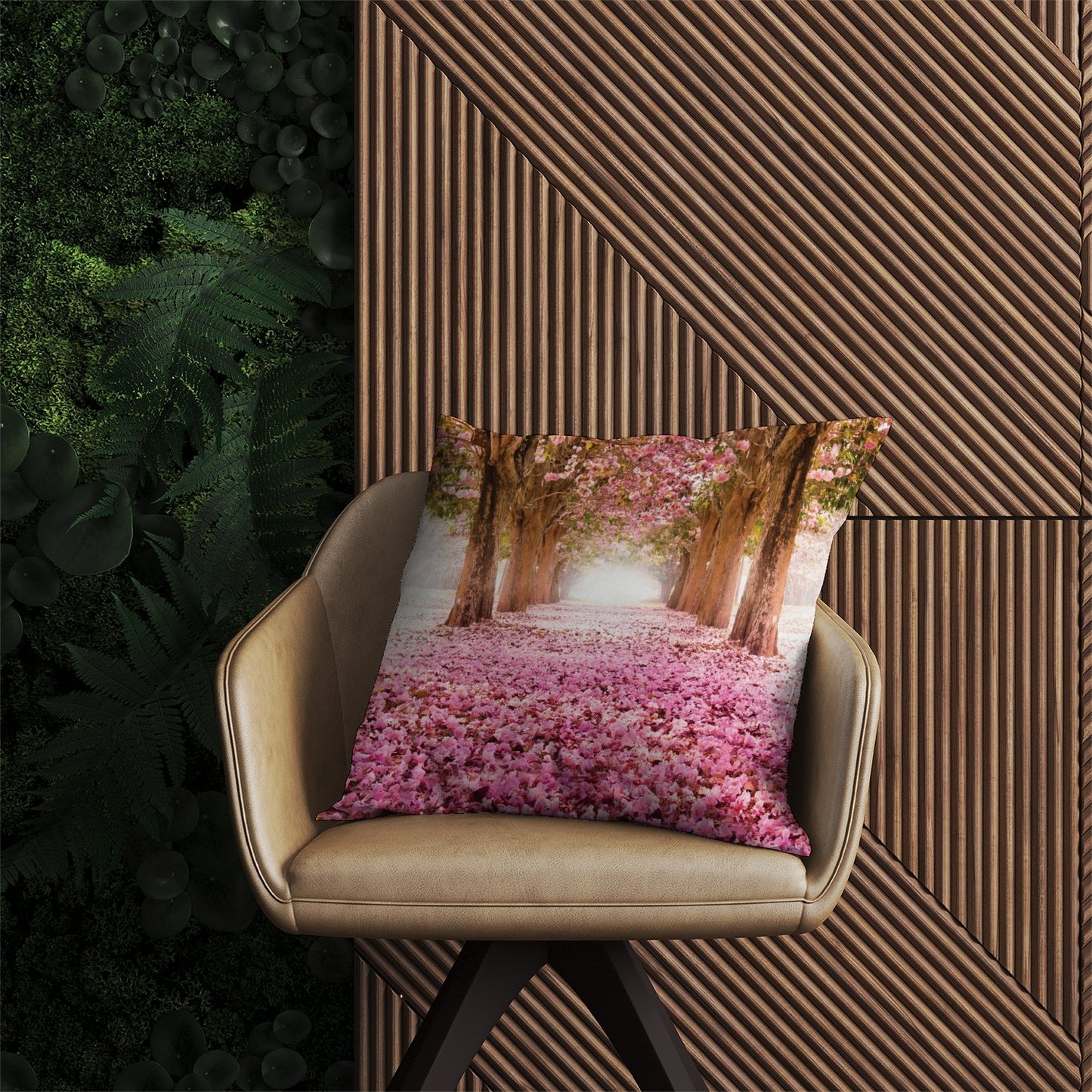 Pink Flower Tree Tunnel Outdoor Cushion
