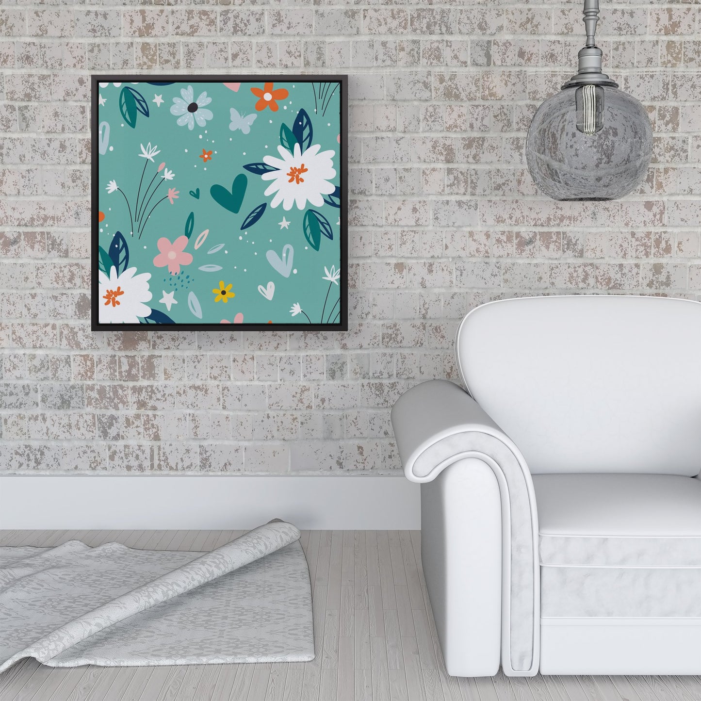 Garden Summer Flowers Framed Canvas