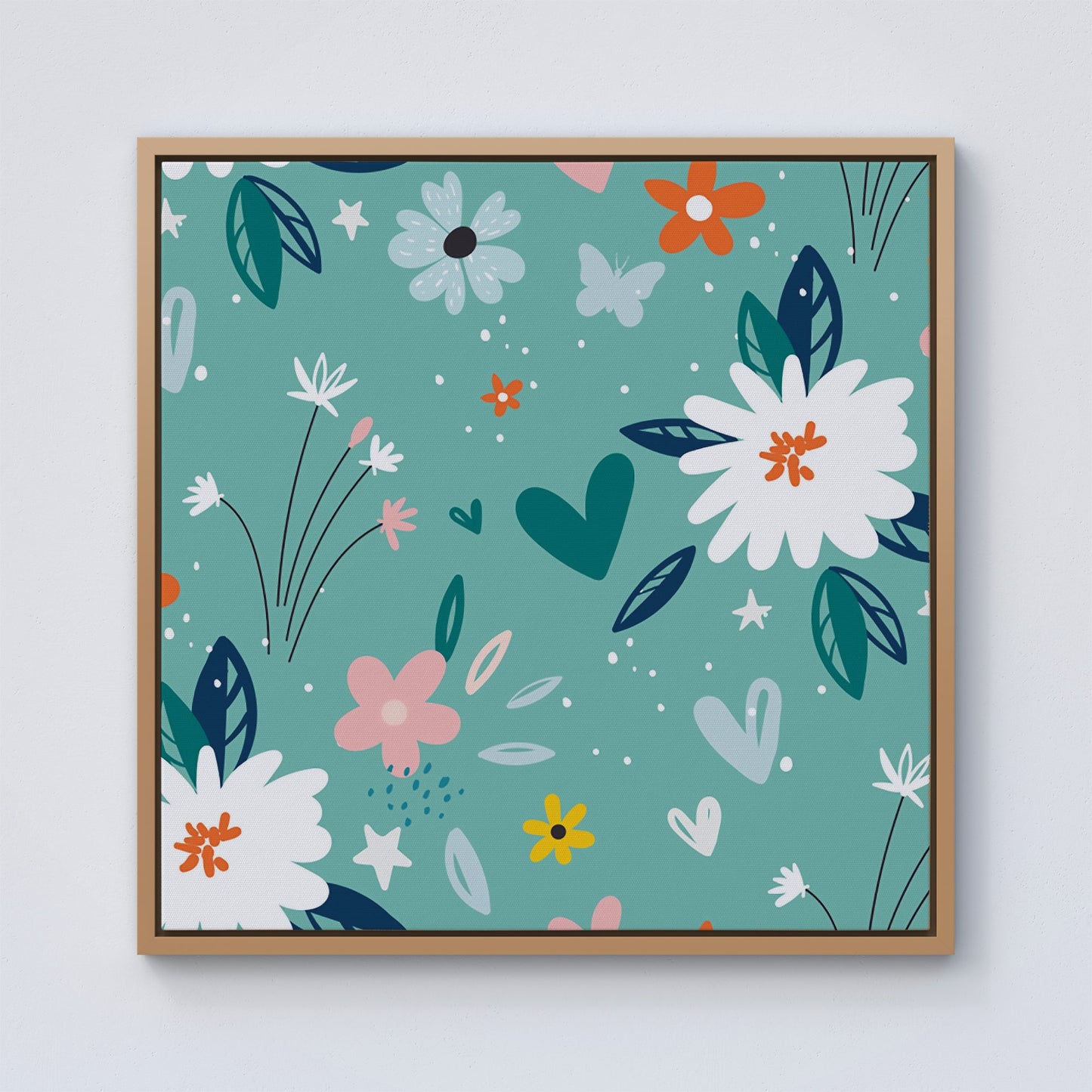 Garden Summer Flowers Framed Canvas