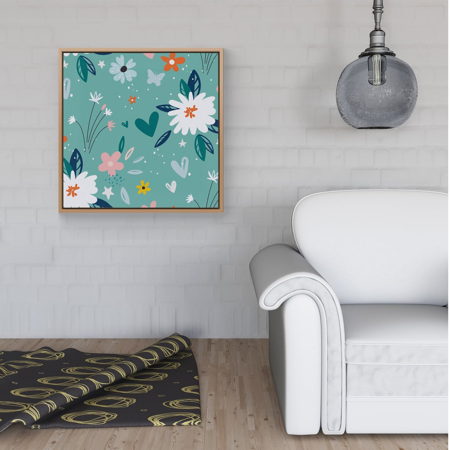 Garden Summer Flowers Framed Canvas