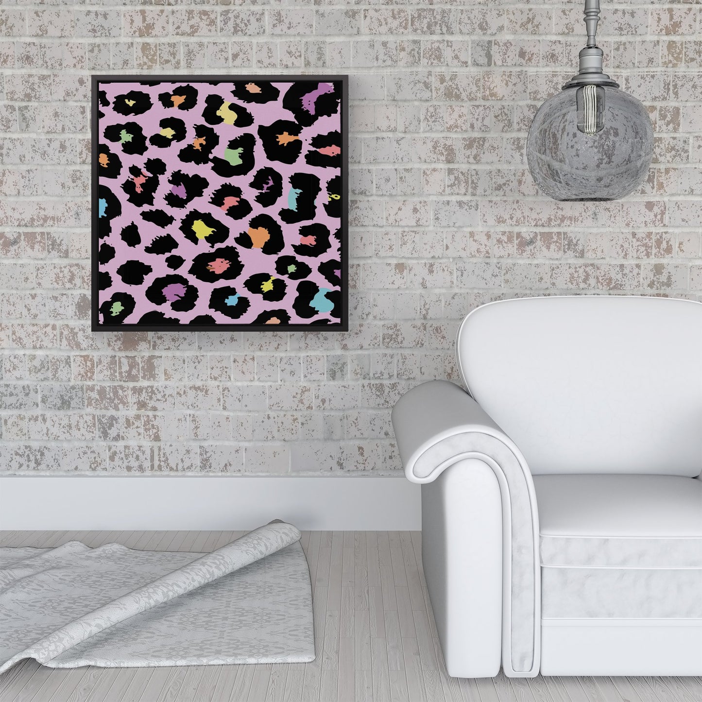 Pink Leopard Print Framed Canvas