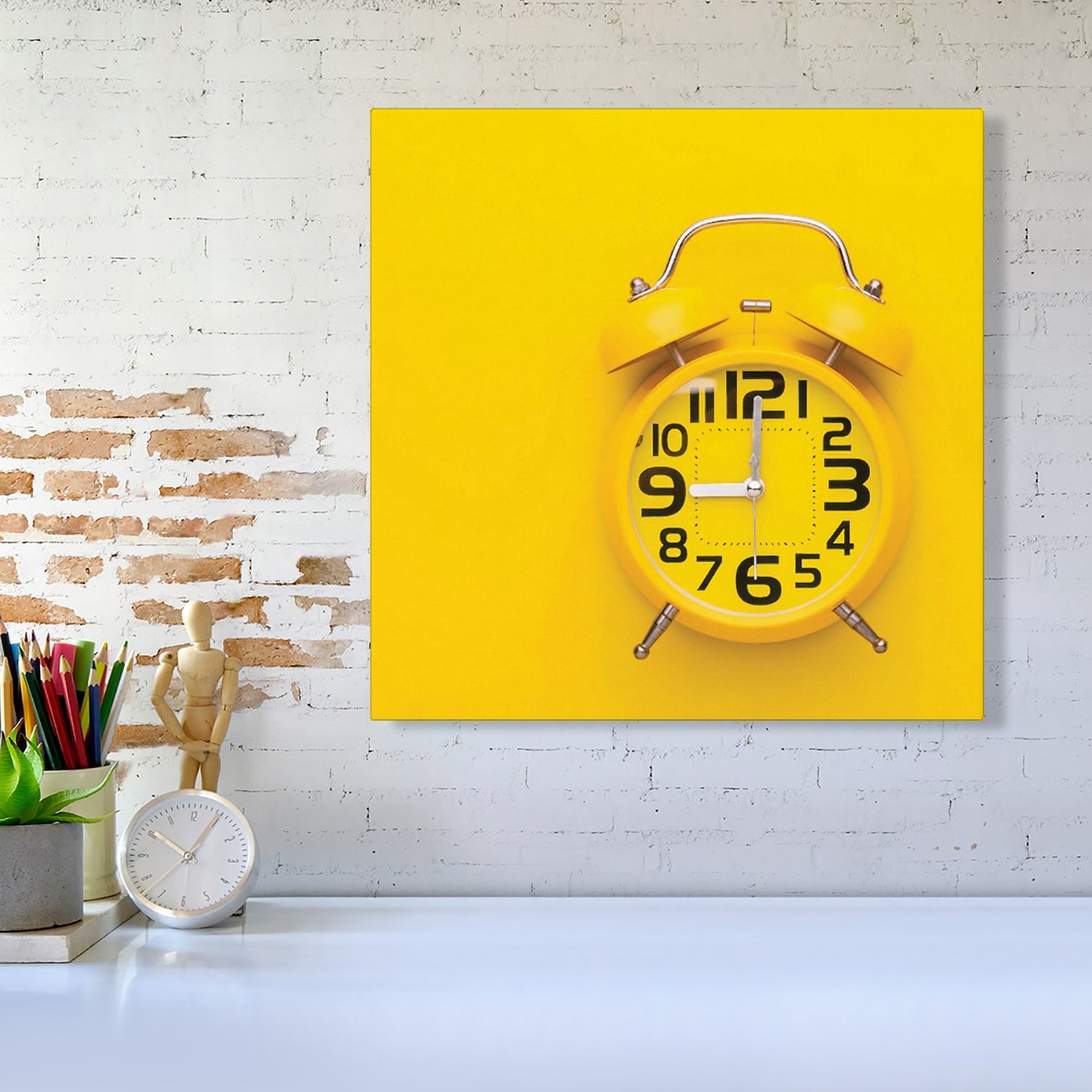 Yellow Alarm Clock Canvas