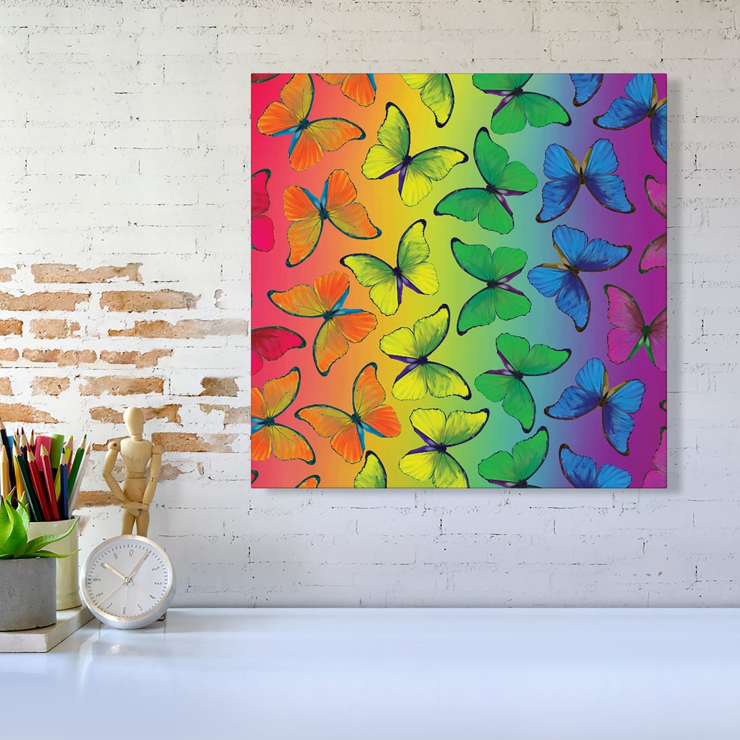 Multicoloured Butterfly Pattern Canvas
