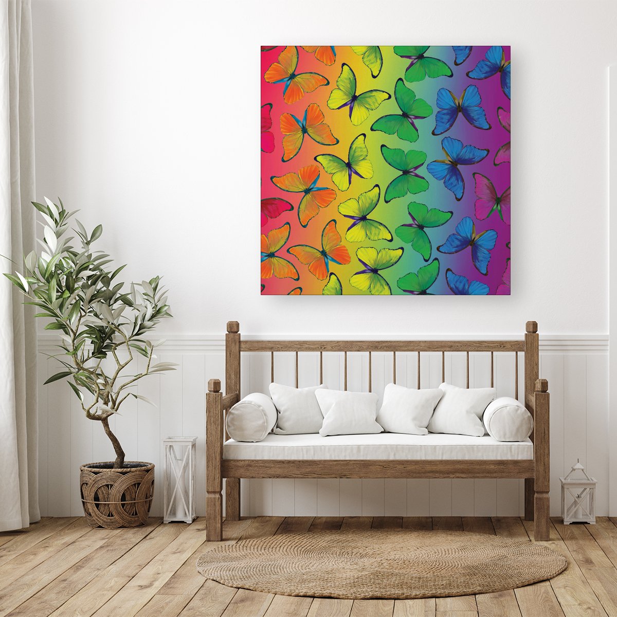 Multicoloured Butterfly Pattern Canvas