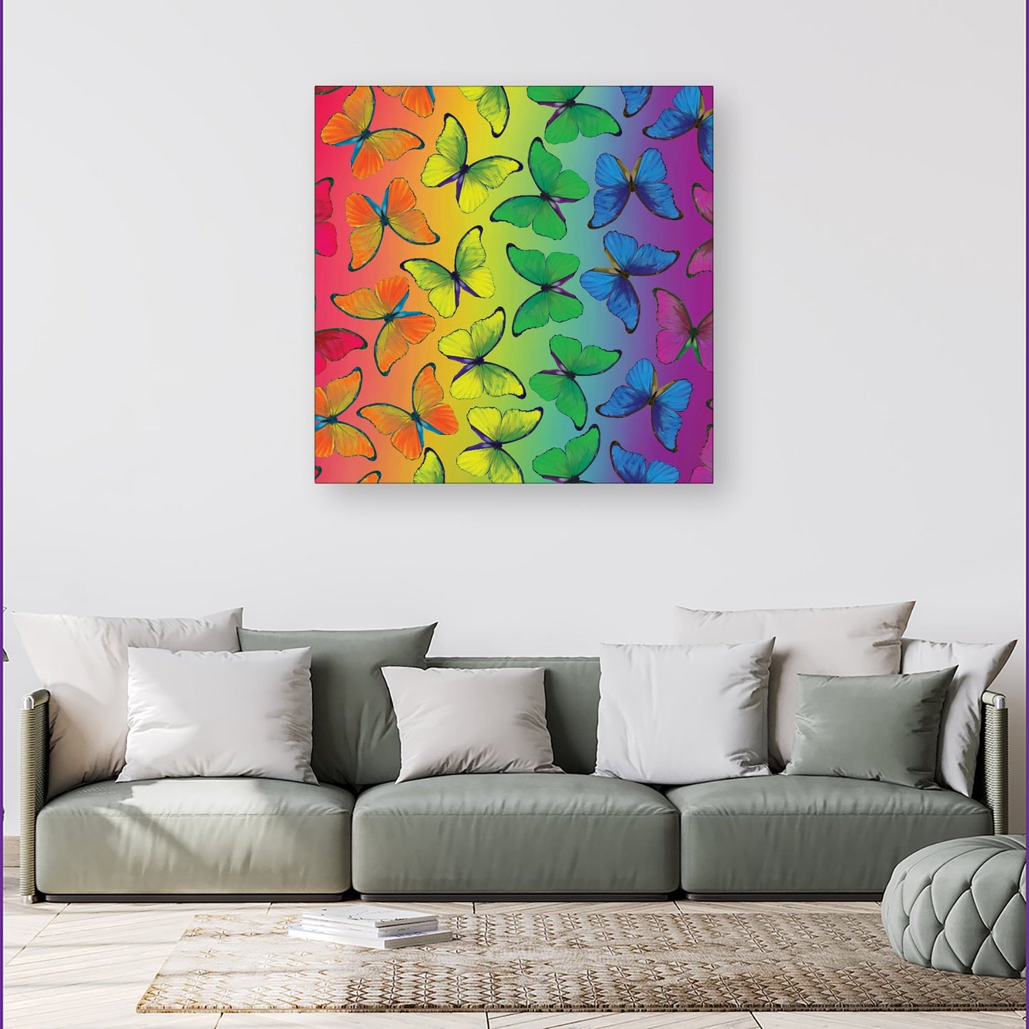 Multicoloured Butterfly Pattern Canvas