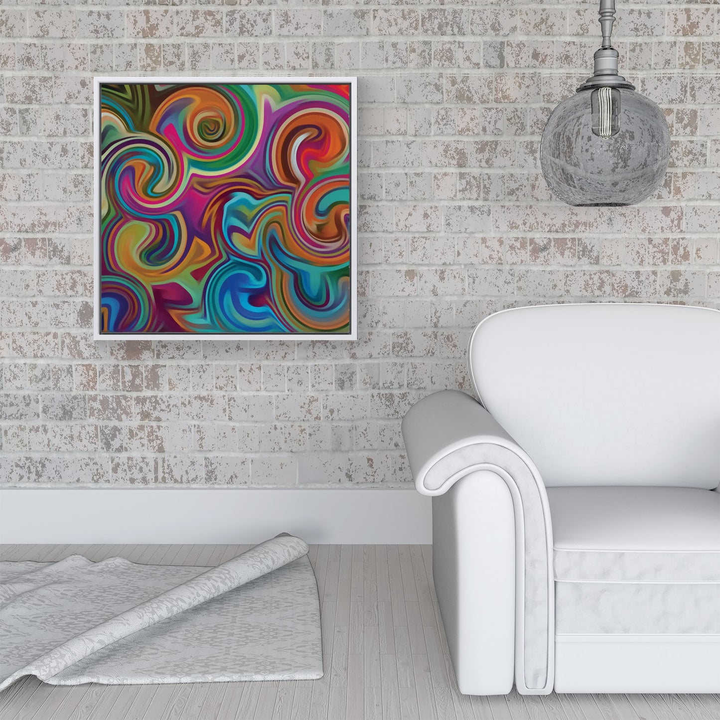 Colourful Wave Pattern Framed Canvas