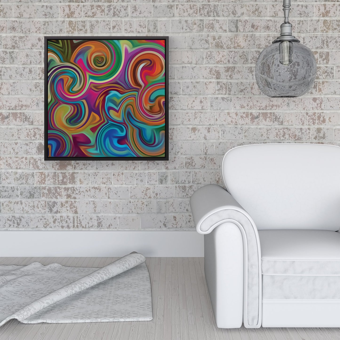 Colourful Wave Pattern Framed Canvas