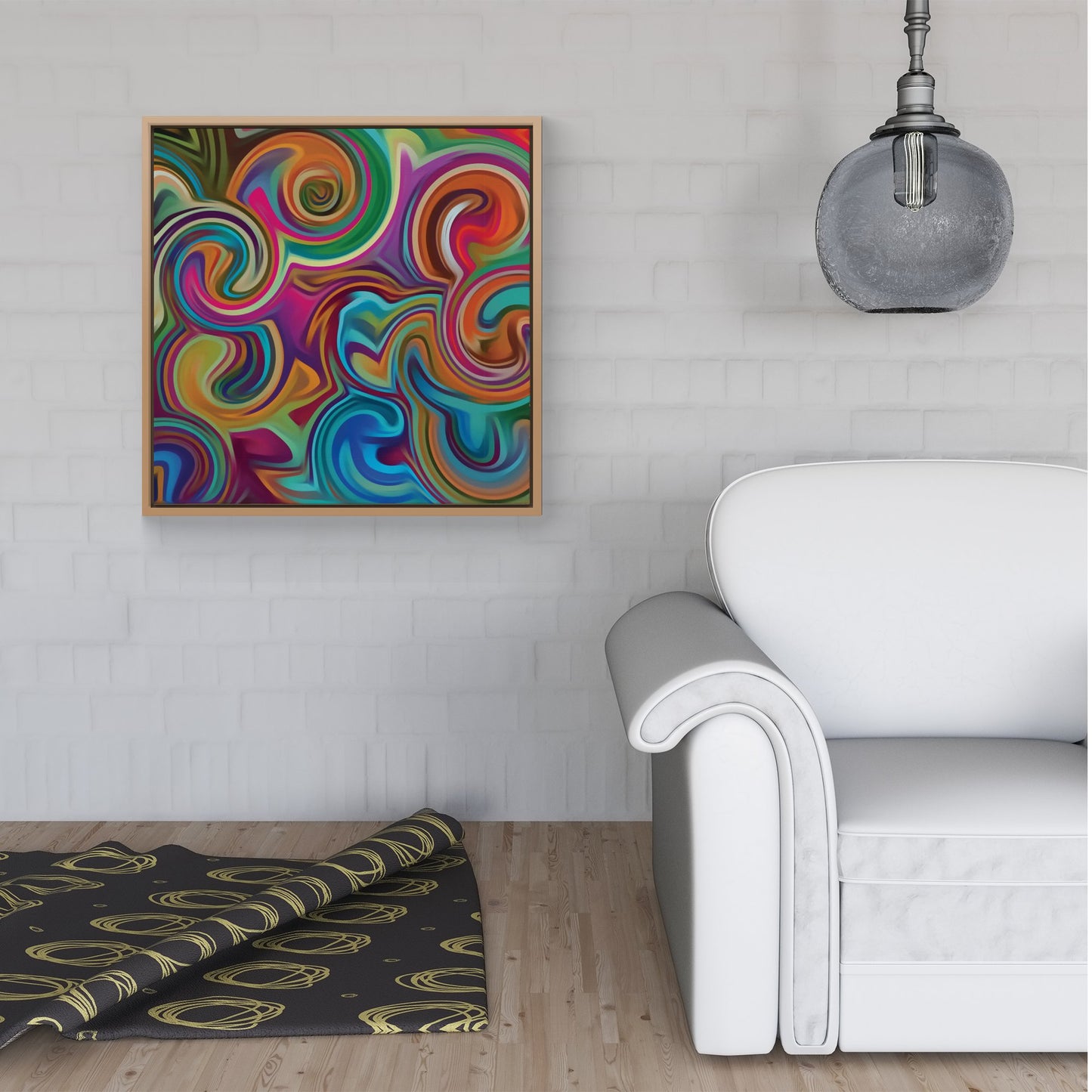 Colourful Wave Pattern Framed Canvas