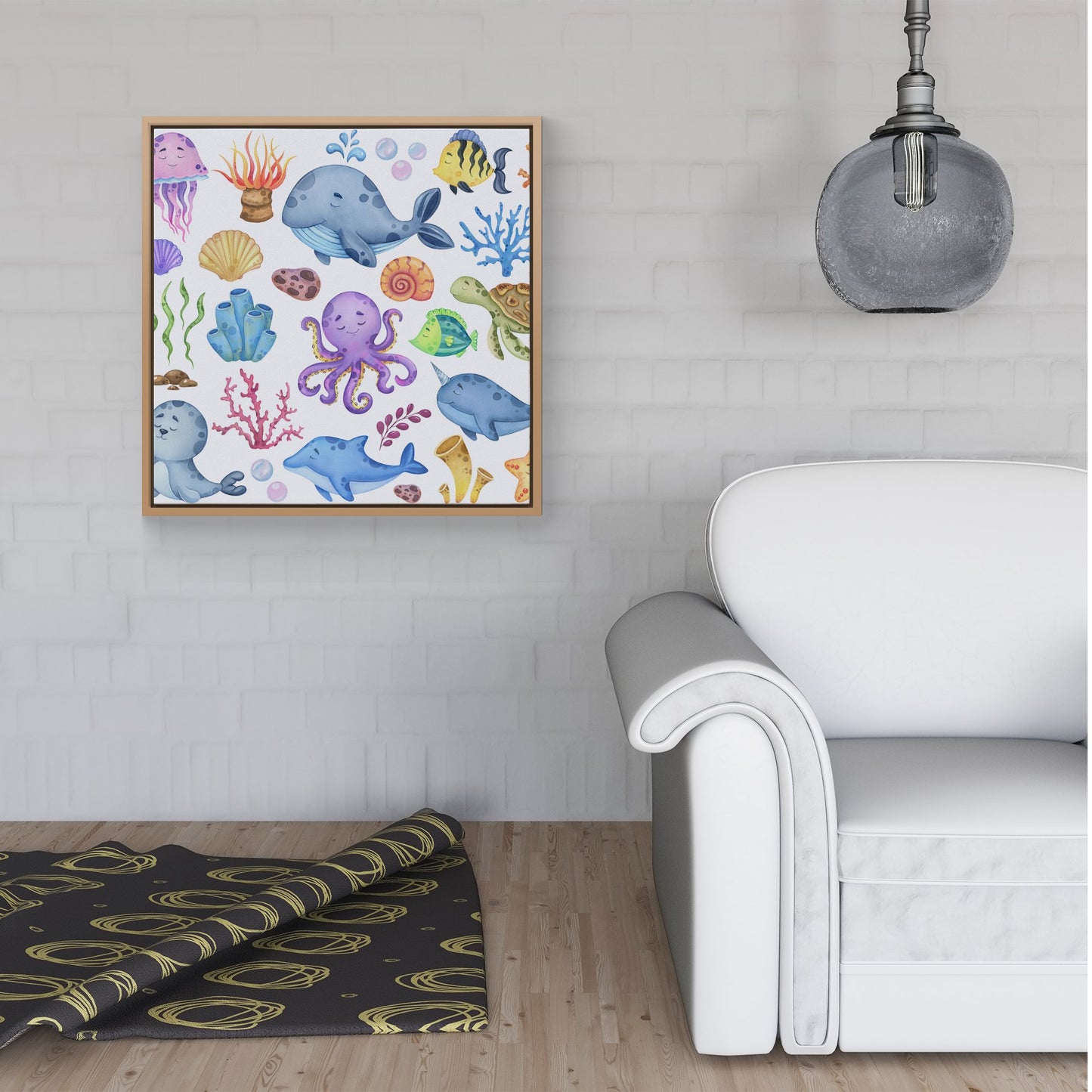 Children'S Sea Life Framed Canvas