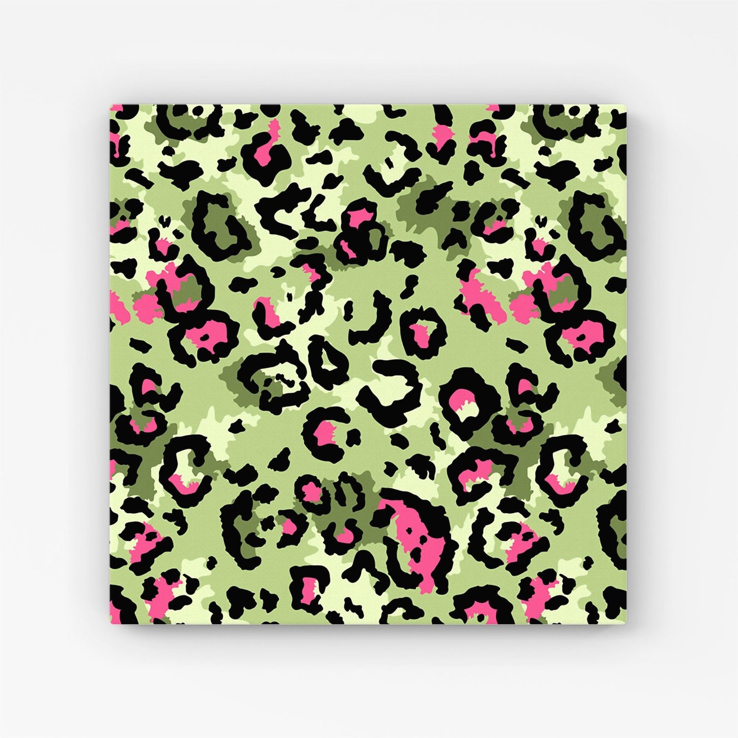 Green And Pink Leopard Print Canvas