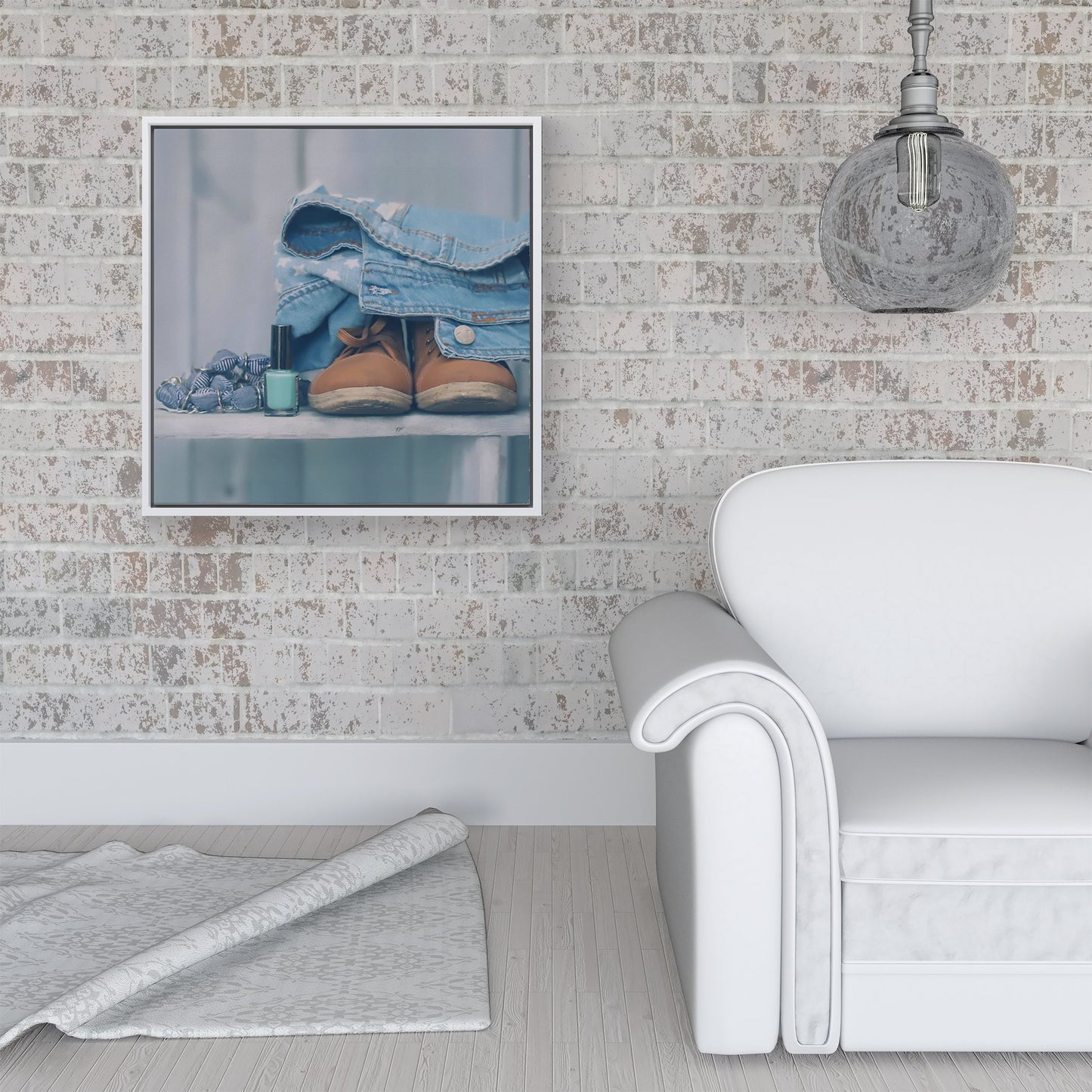 Shoes On The Bench Framed Canvas