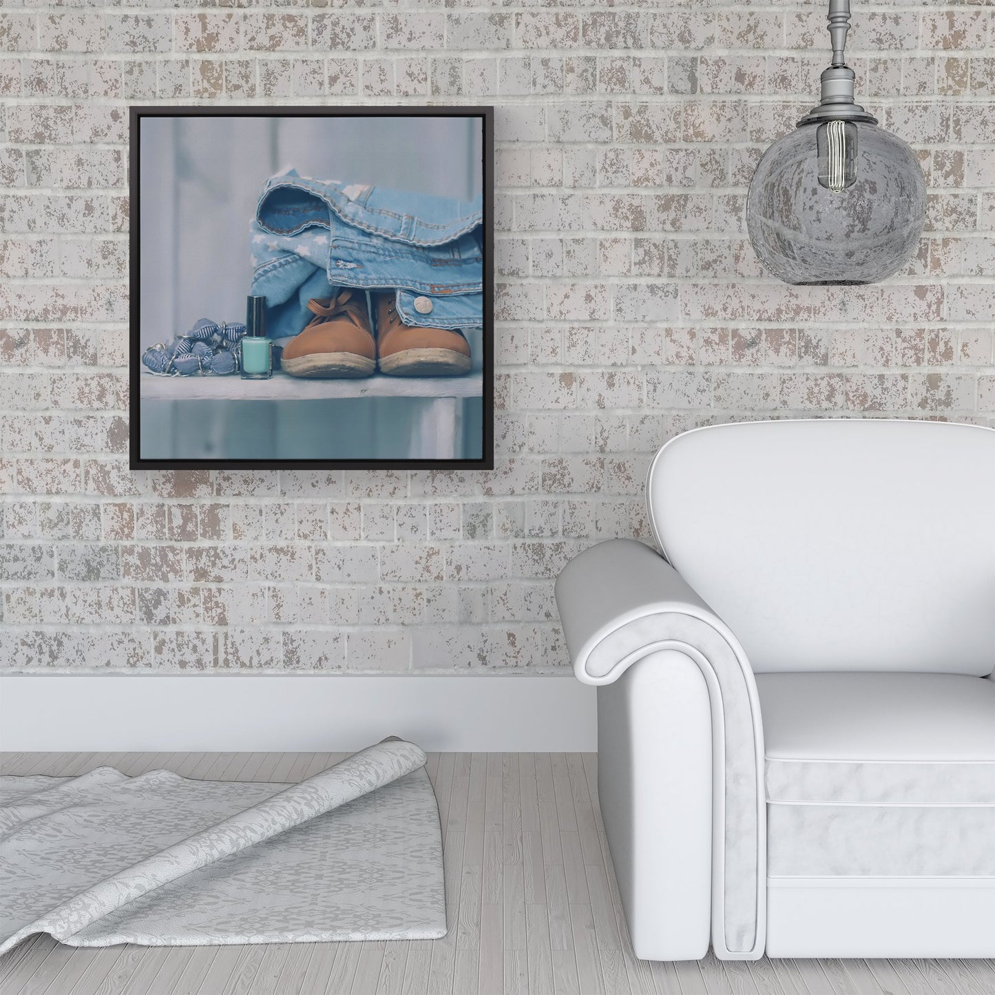 Shoes On The Bench Framed Canvas