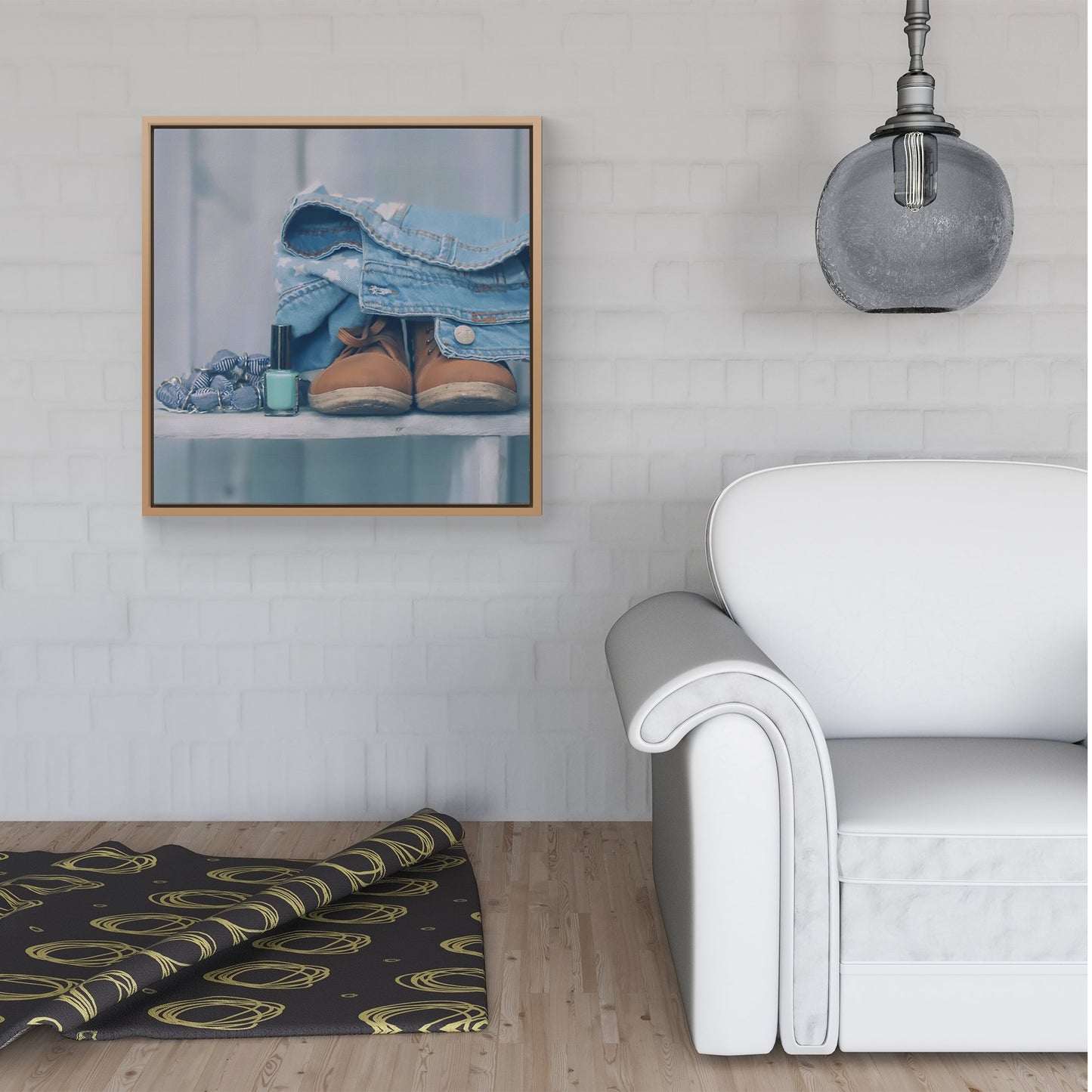 Shoes On The Bench Framed Canvas
