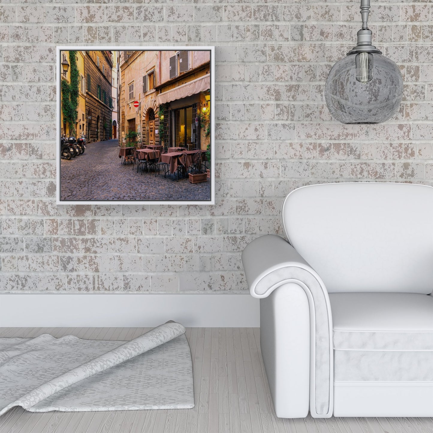 Cozy Rome Street Framed Canvas