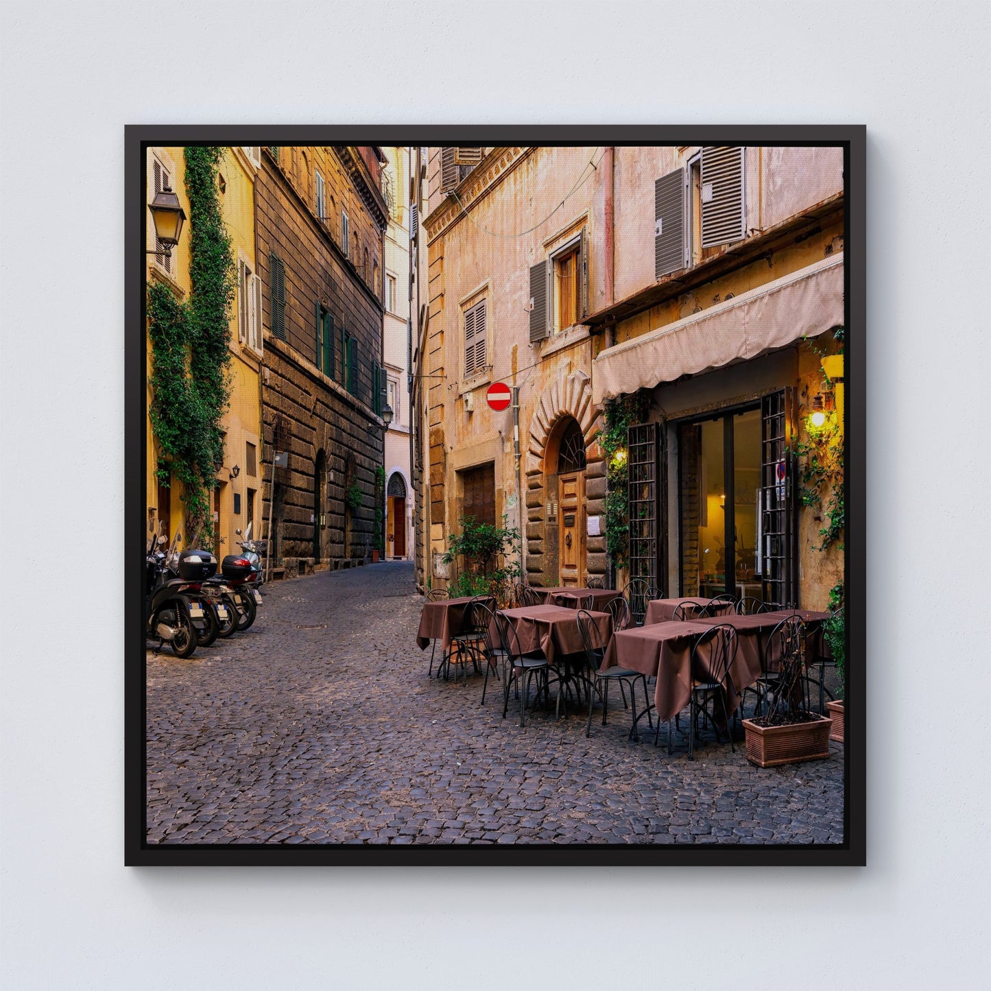 Cozy Rome Street Framed Canvas